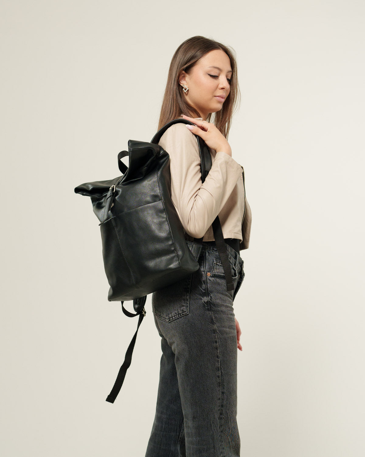 Zaino donna Leda in Ecopelle Nero porta pc