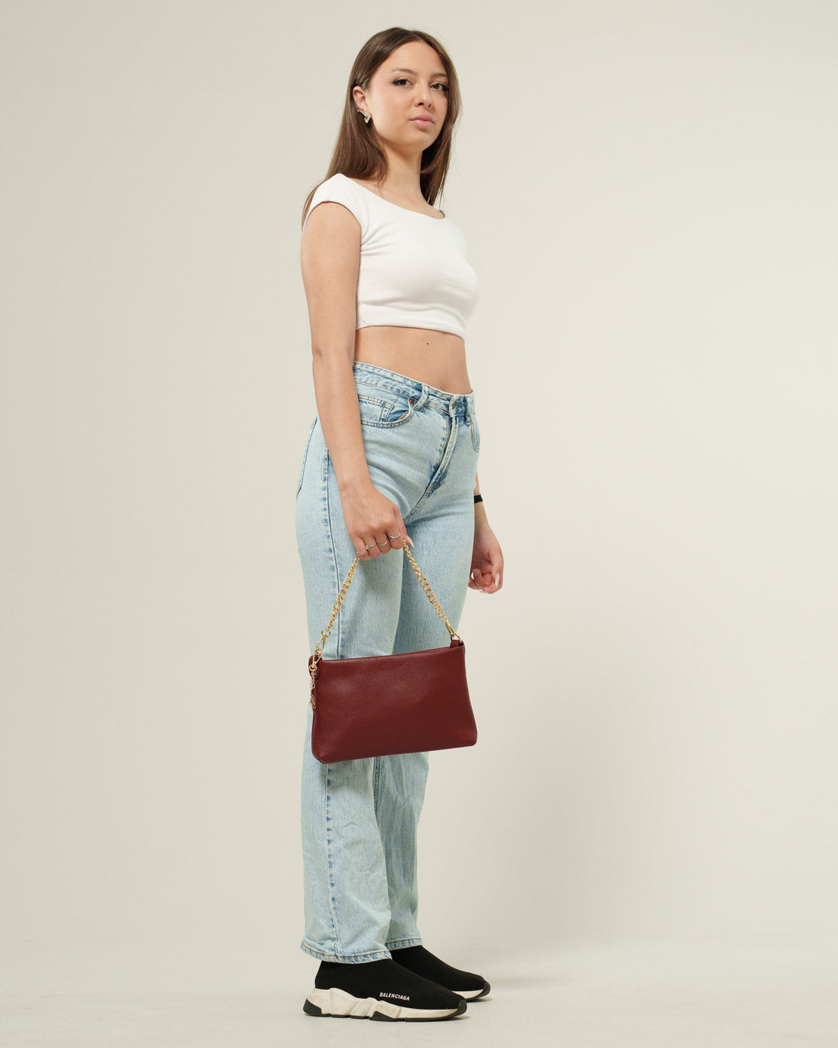 Borsa Tracolla Donna Alessandra Vera Pelle Bordeaux Pochette