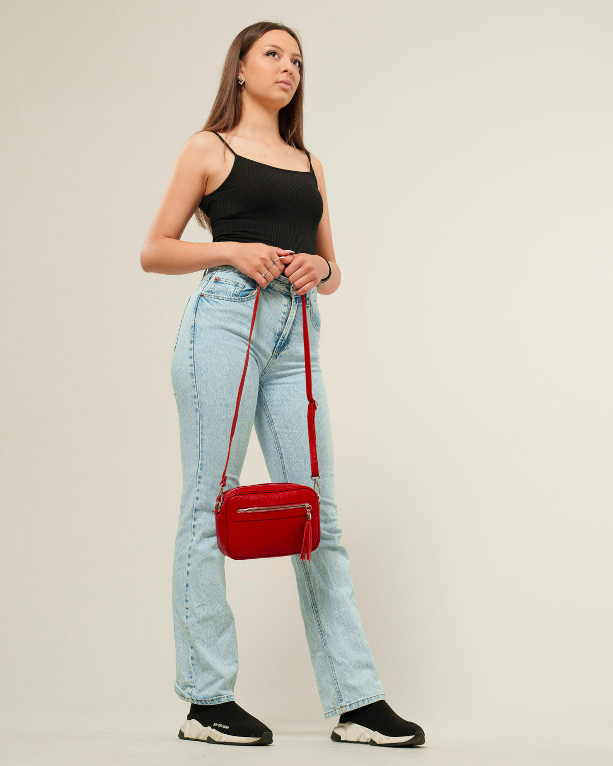 Borsa Tracolla donna Alessia Vera Pelle Rosso Compatta