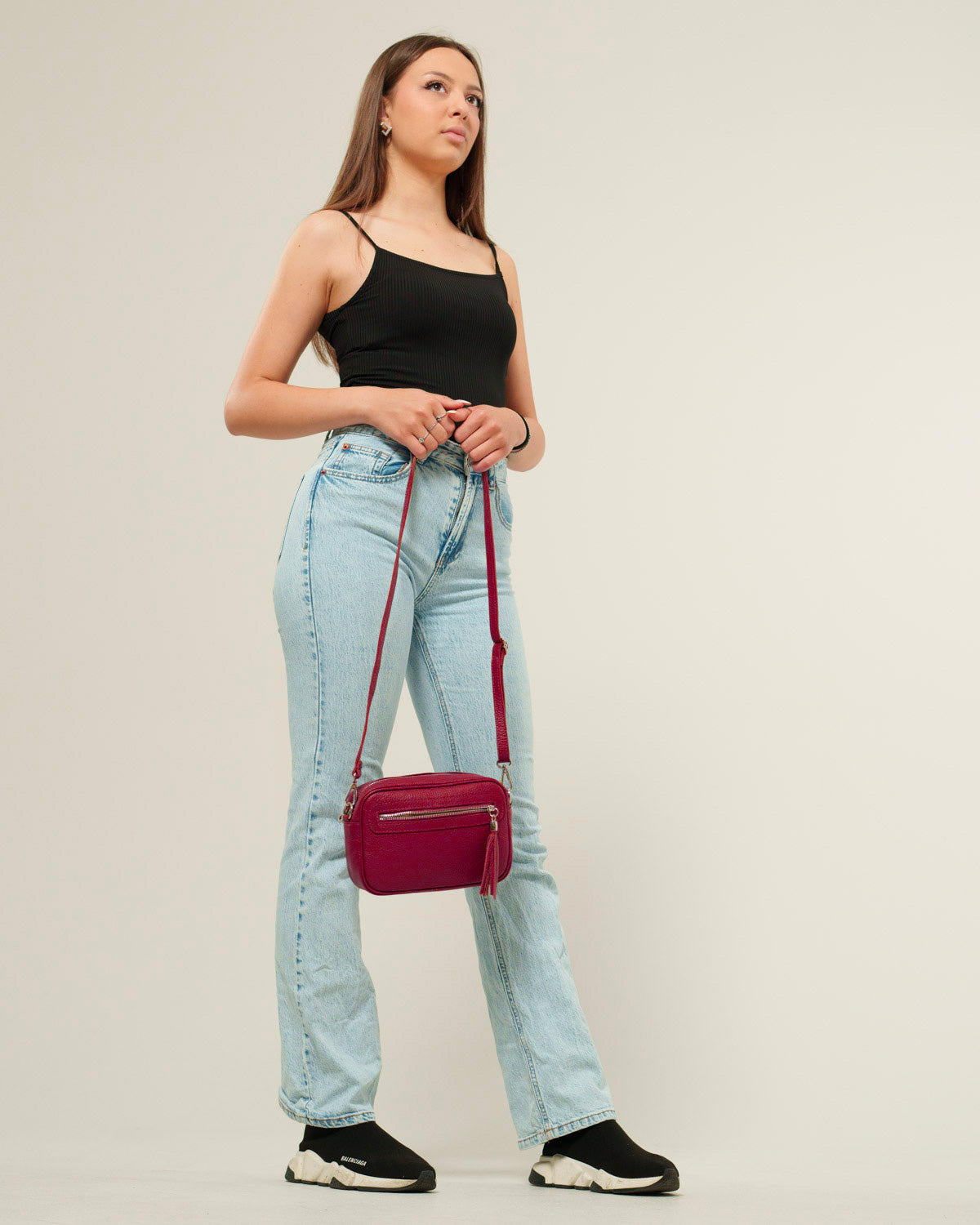 Borsa Tracolla donna Alessia Vera Pelle Bordeaux Compatta