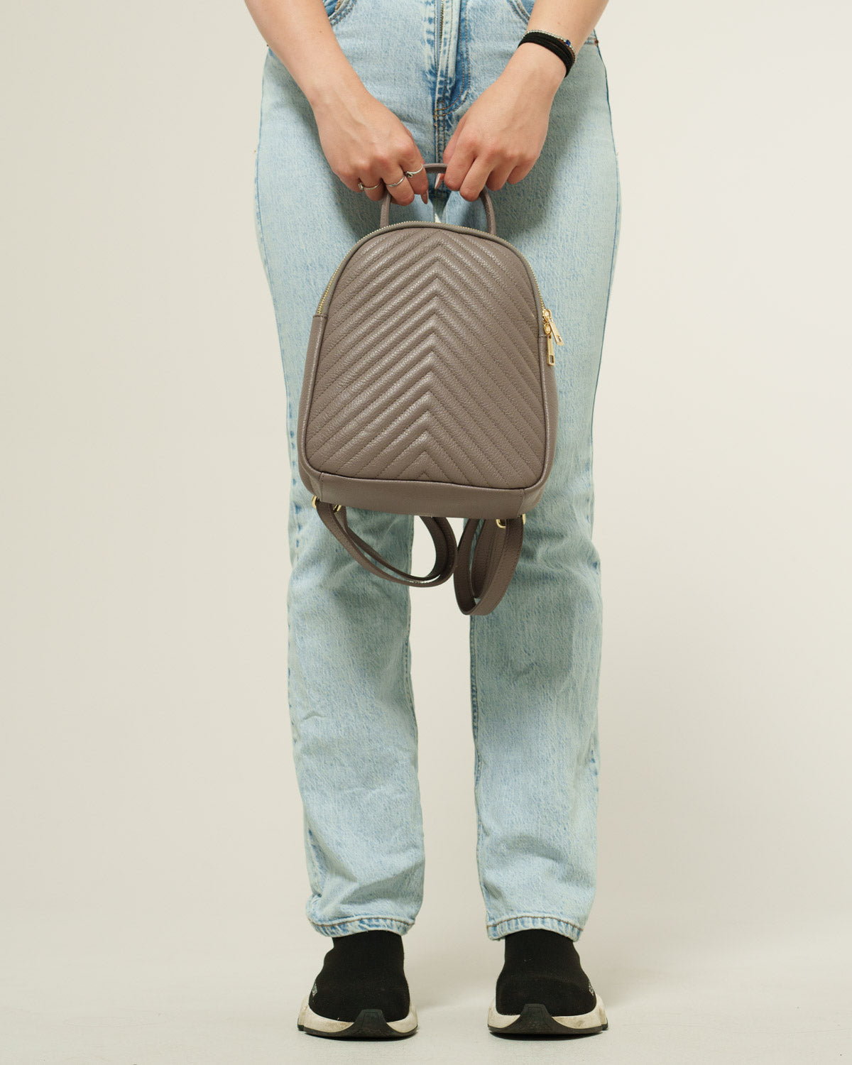 Cinzia Women's Backpack in Genuine Smog Leather, Elegant, Practical, Made in Italy