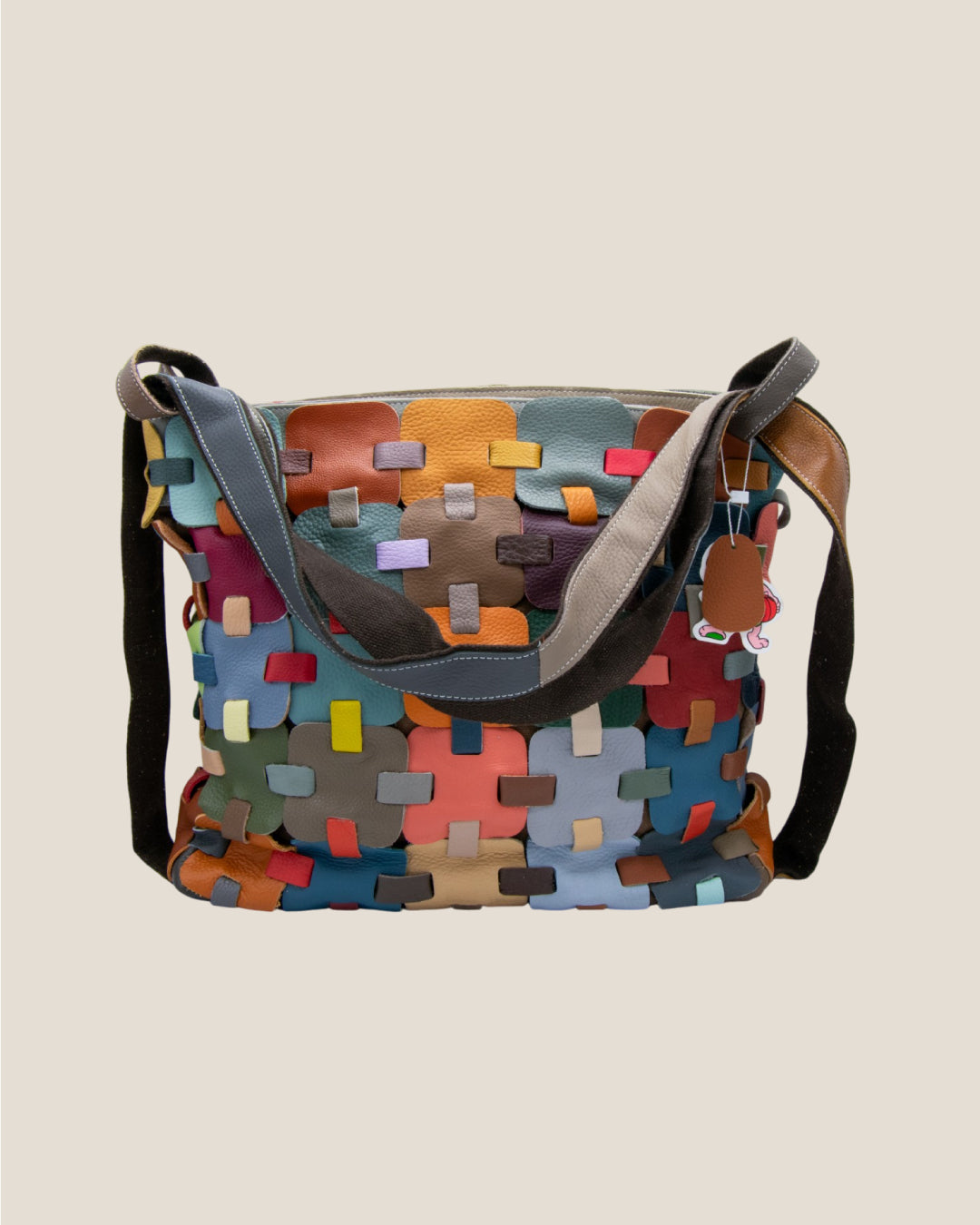 Roberta multicolored woven genuine leather women's handbag and shoulder bag 6653