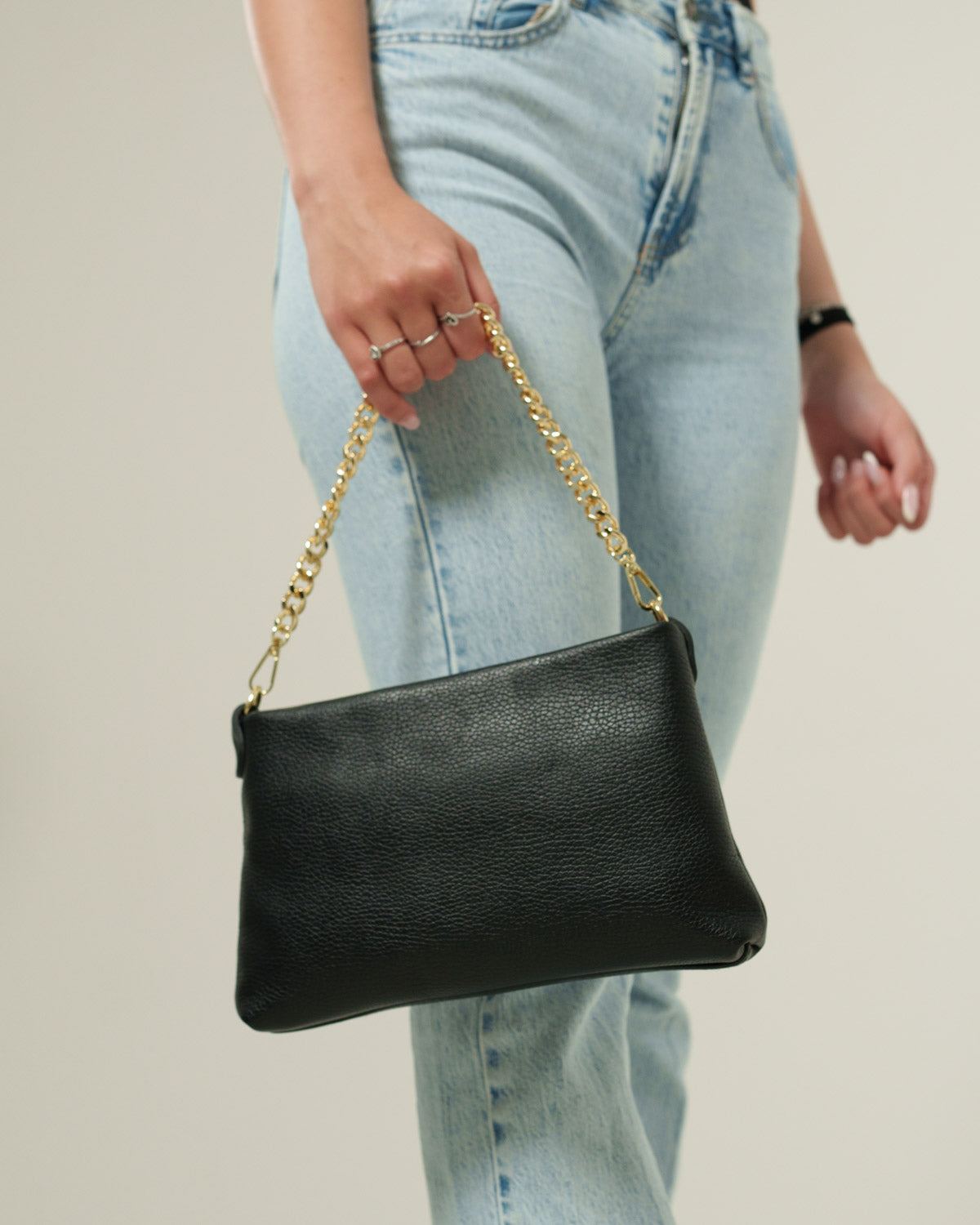 Borsa Tracolla Donna Alessandra Vera Pelle Nero Pochette