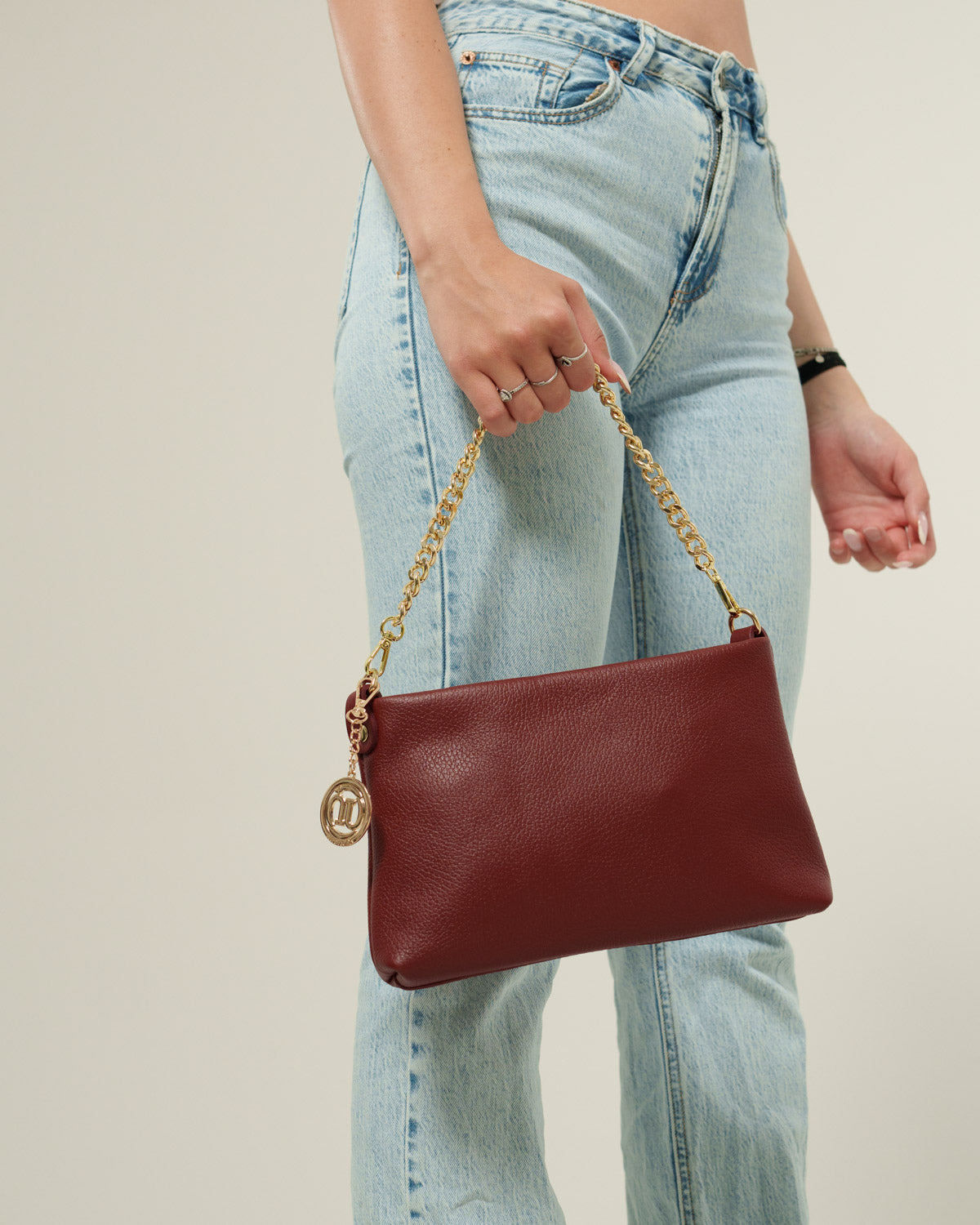 Borsa Tracolla Donna Alessandra Vera Pelle Bordeaux Pochette