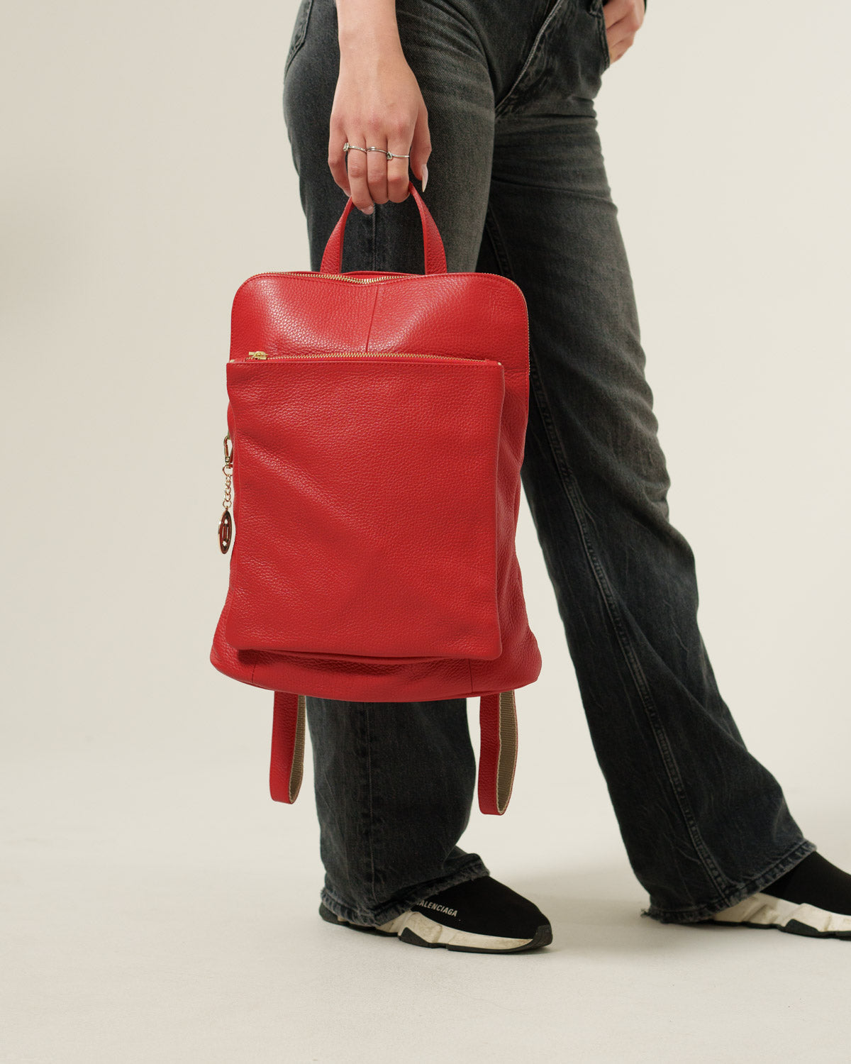 Rosalba Women's Backpack Genuine Leather Red Spacious Compact Made in Italy