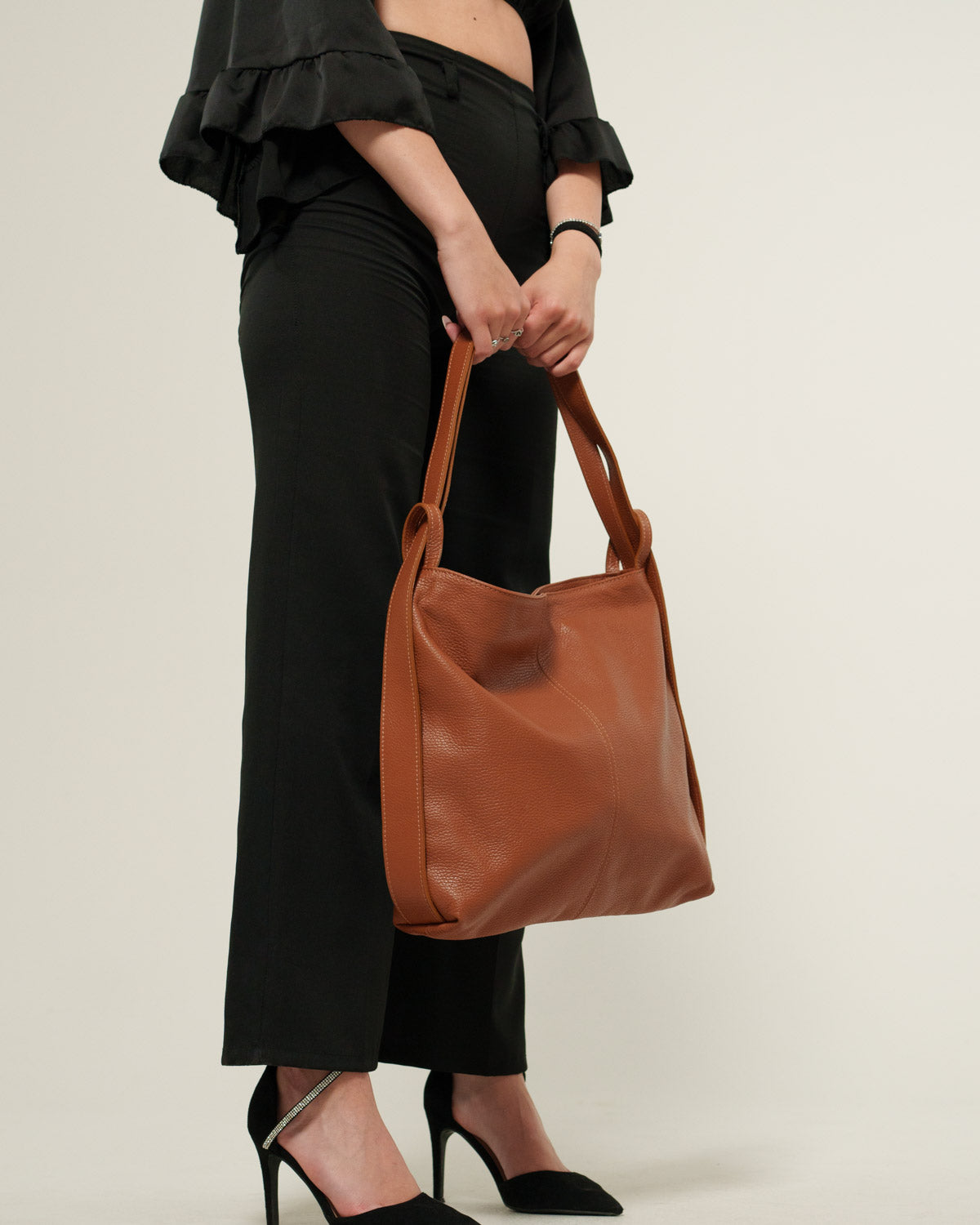 Borsa Spalla Zaino Donna Francesca Vera Pelle Cognac Versatile Pratica