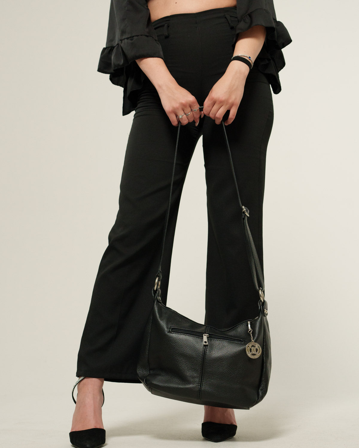 Borsa tracolla donna Thea Vera Pelle Nero - Morbida, Capiente, Versatile