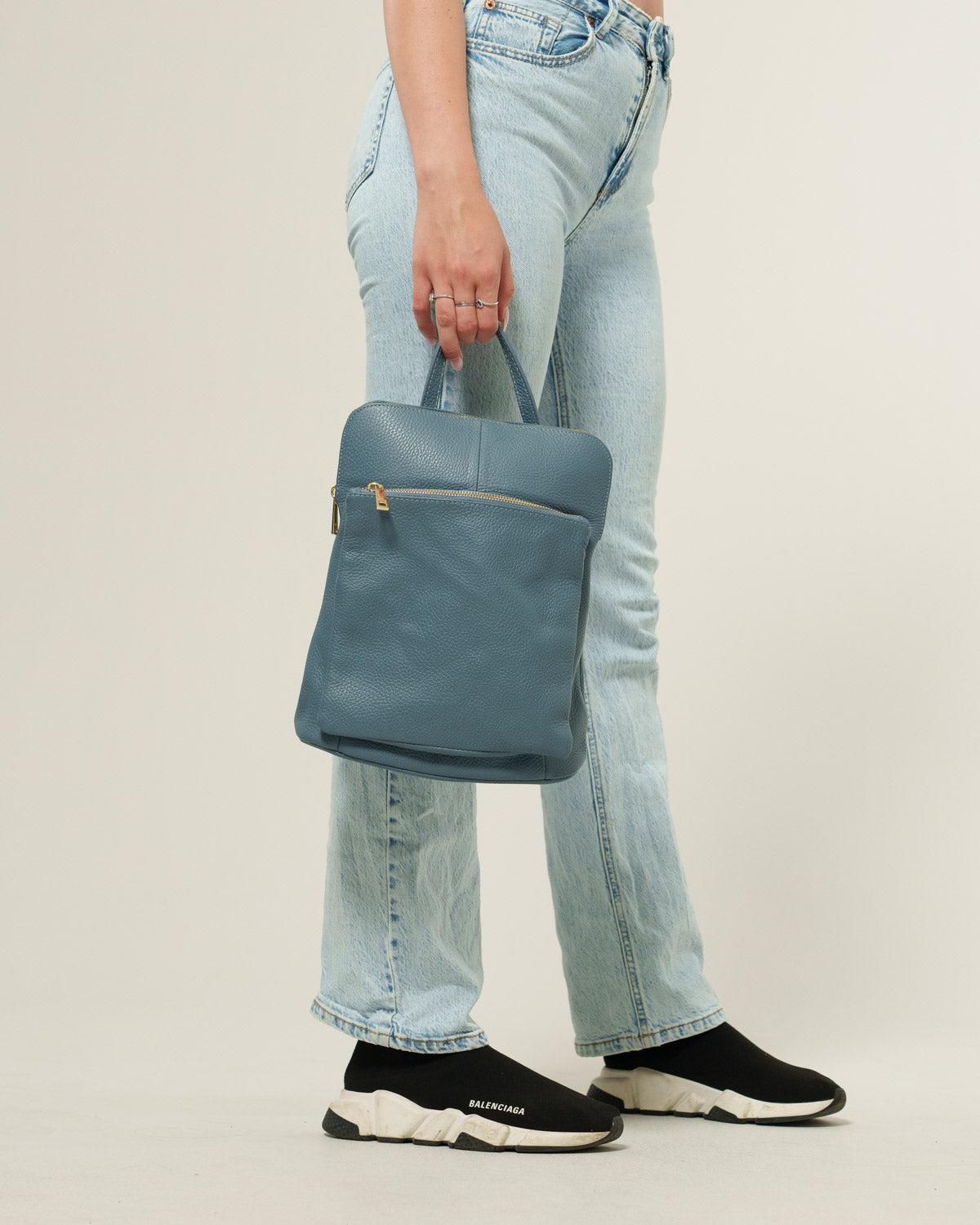 Zaino donna Rosalba in vera pelle Azzurro tasche zip