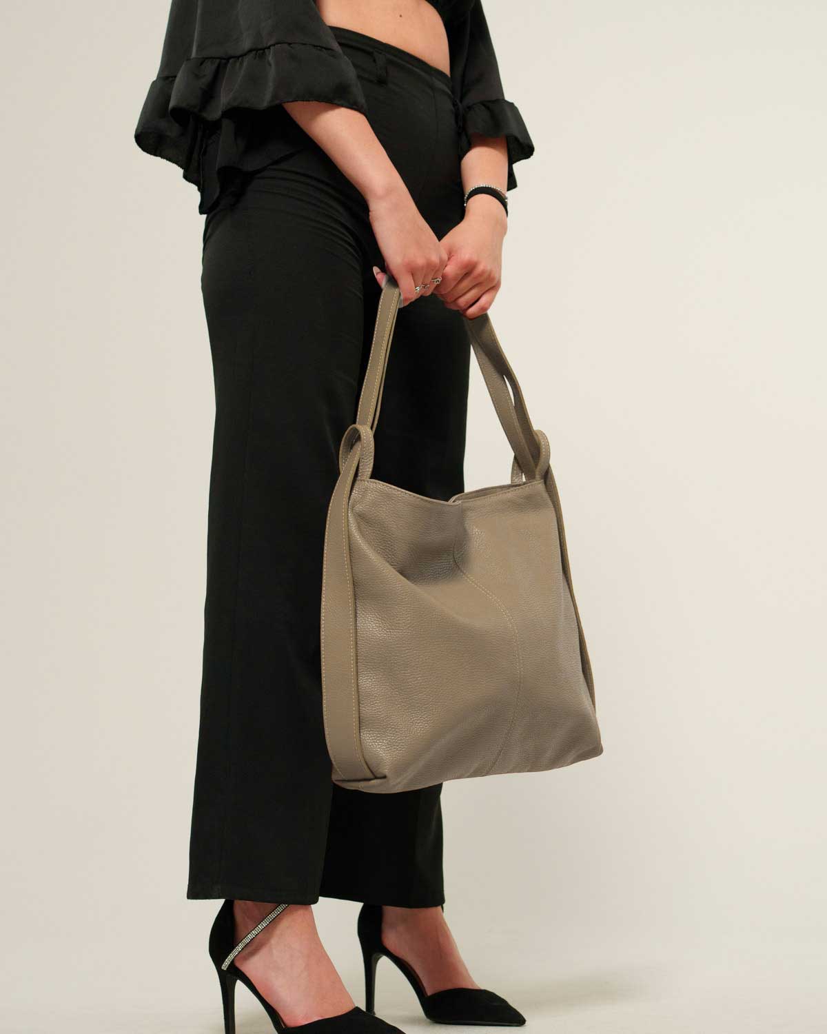 Borsa Spalla Zaino Donna Francesca Vera Pelle Fango Versatile Pratica