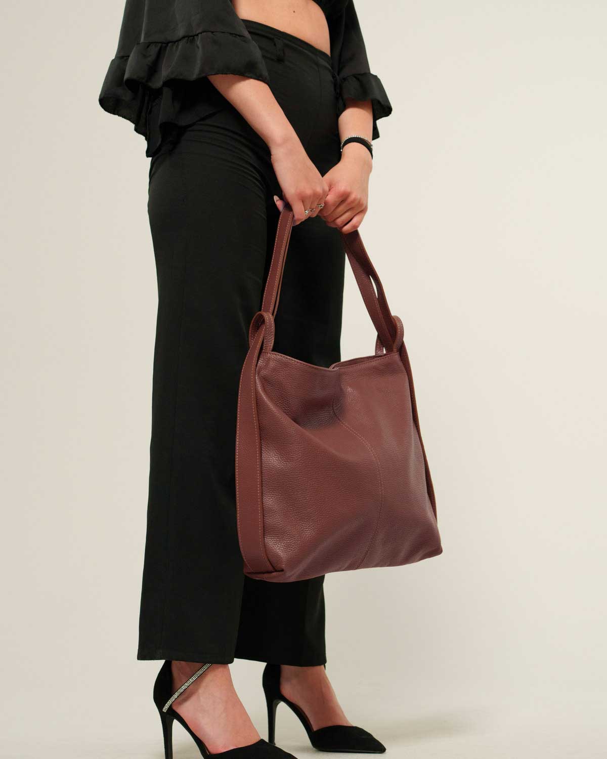 Borsa Spalla Zaino Donna Francesca Vera Pelle Marrone Versatile Pratica