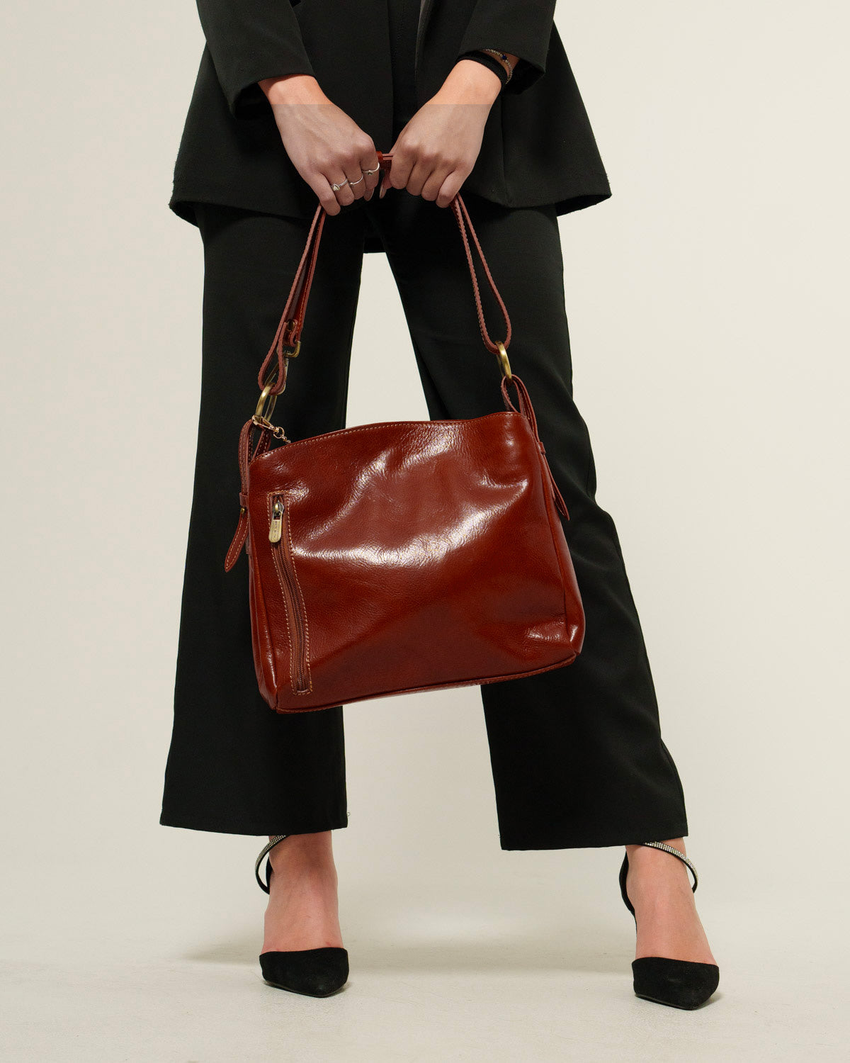 Borsa Spalla Donna Paola Vera Pelle Testa di Moro Elegante