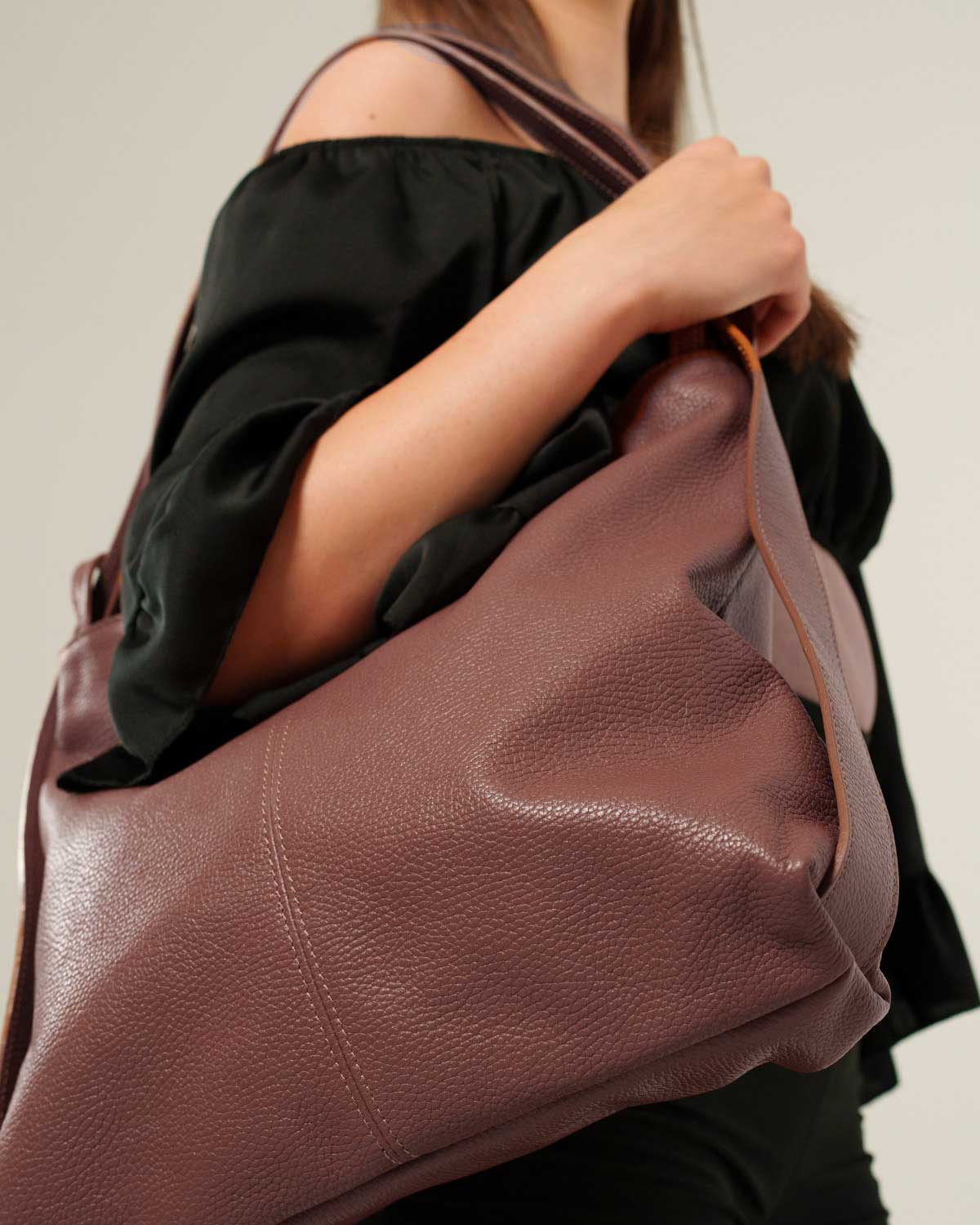 Borsa Spalla Zaino Donna Francesca Vera Pelle Marrone Versatile Pratica