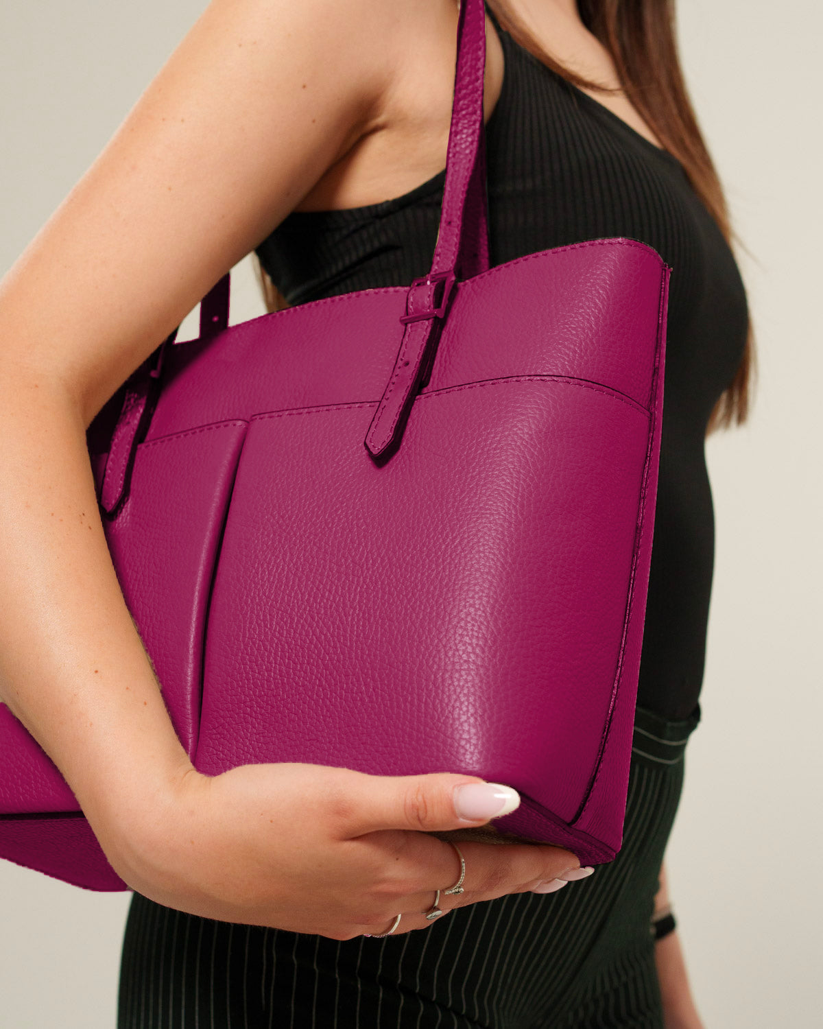 Borsa Mano Spalla Donna Monica Vera Pelle Vino Elegante
