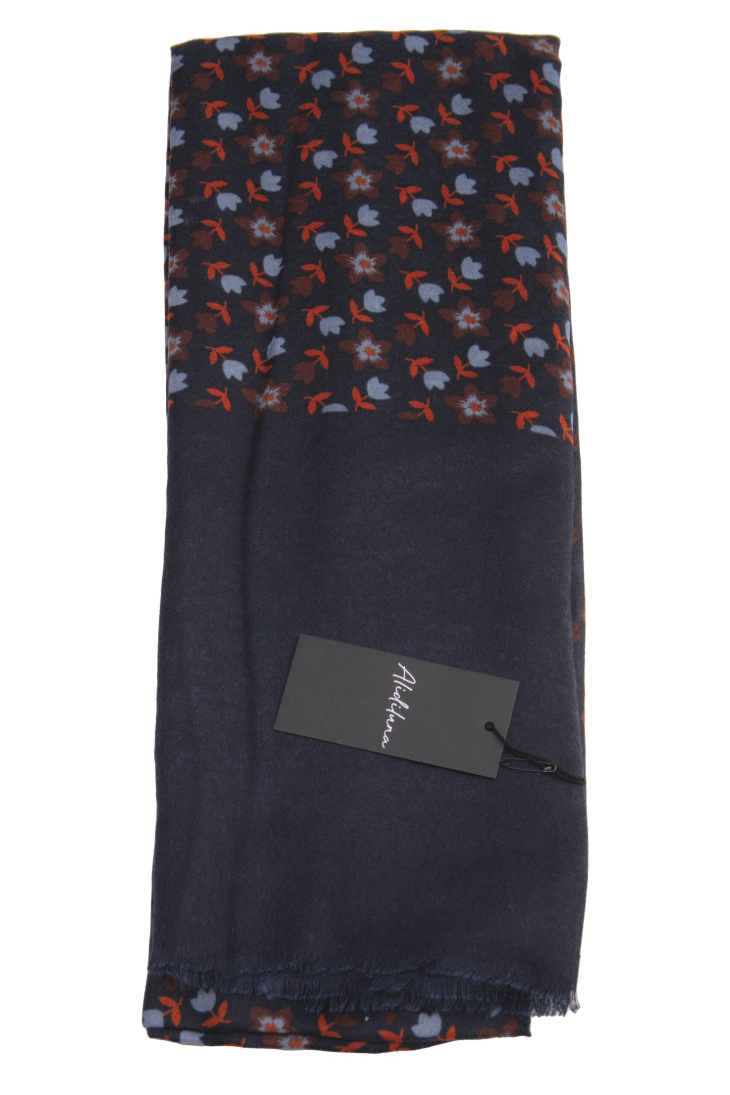 Sciarpa, foulard, Pashmina Uomo/Donna in Acrilico e Lana color blu con piccoli fiori stilizzati vari colori
