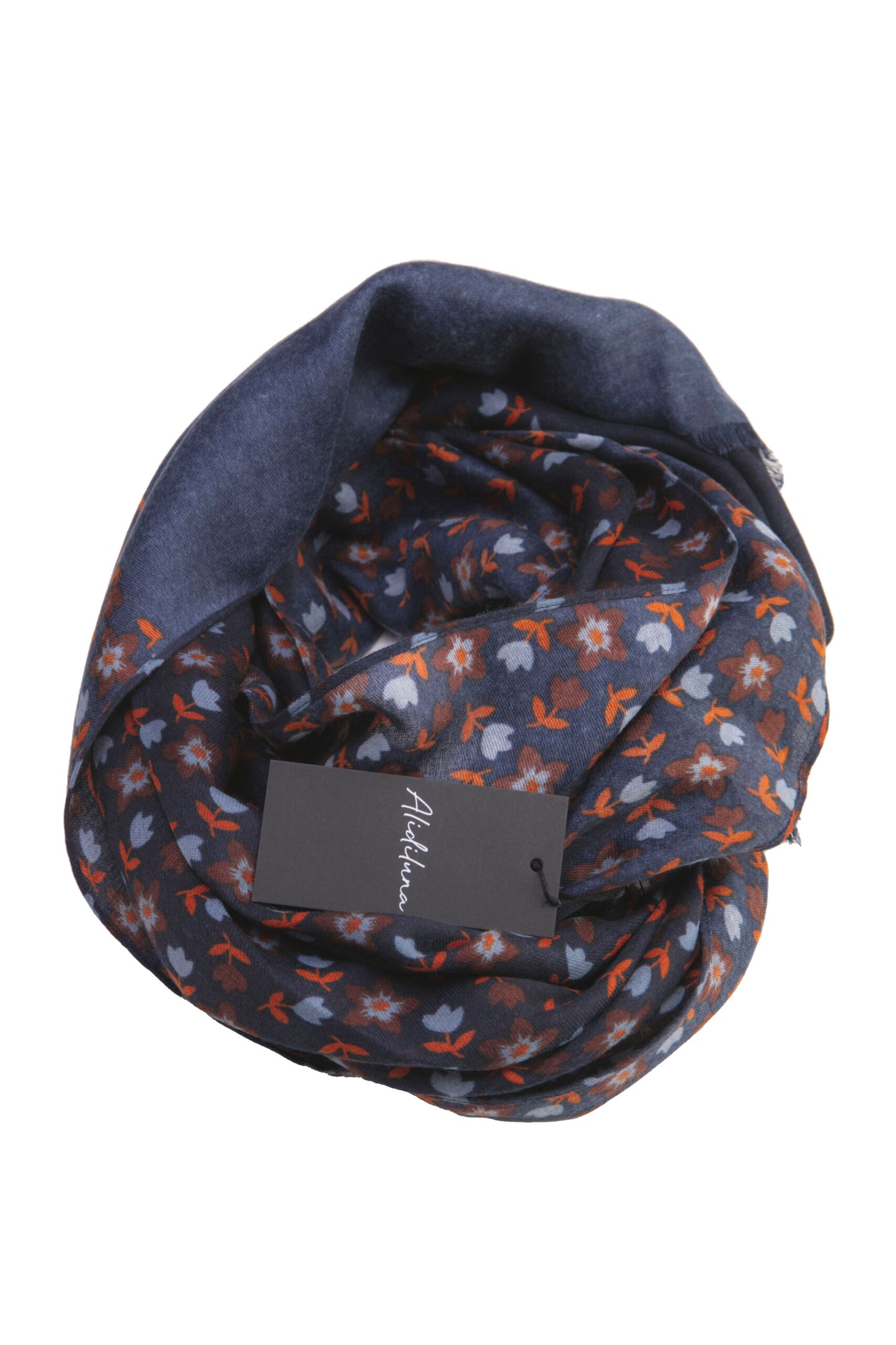 Sciarpa, foulard, Pashmina Uomo/Donna in Acrilico e Lana color blu con piccoli fiori stilizzati vari colori