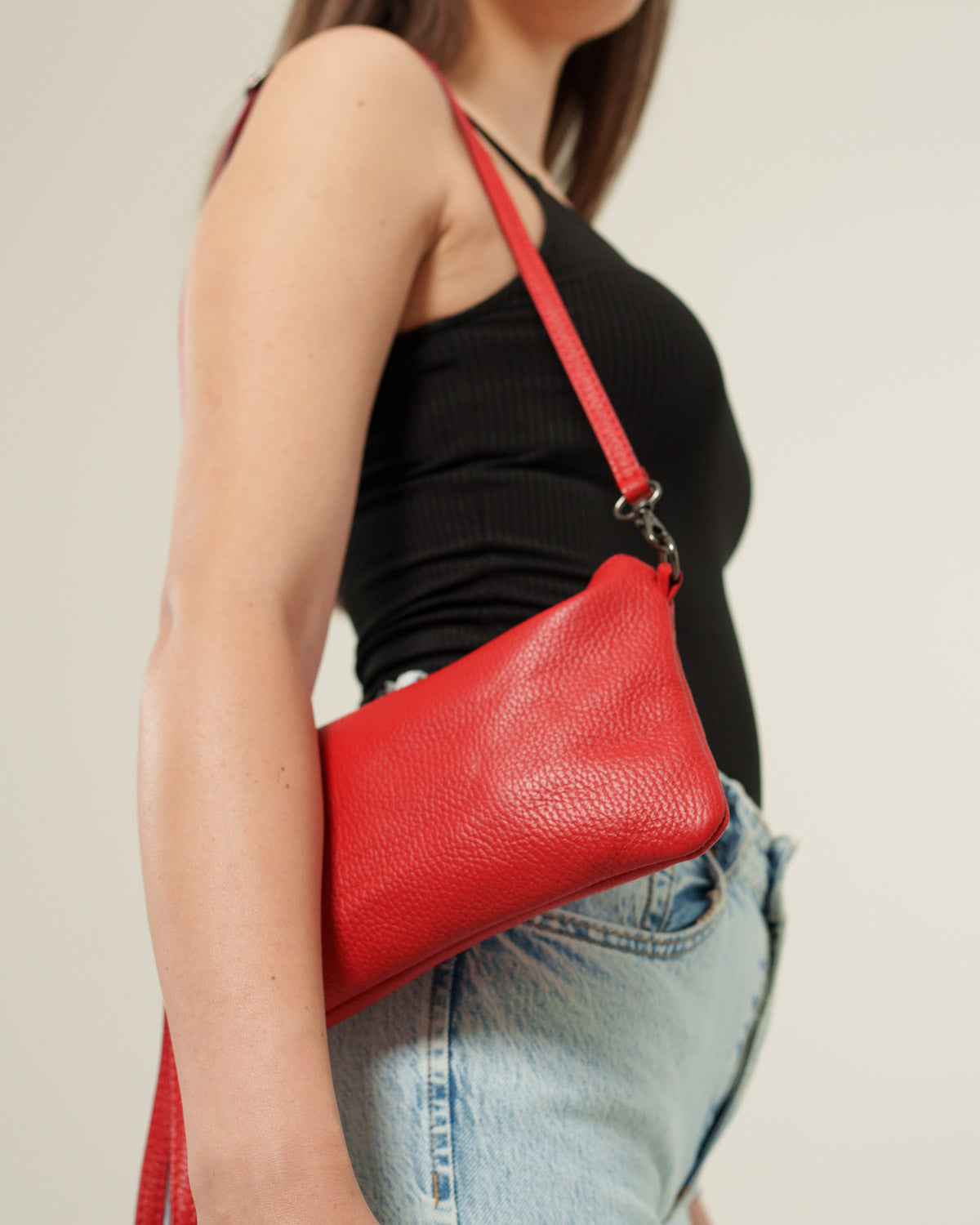 Pochette a tracolla Donna Chiara in vera pelle Rosso