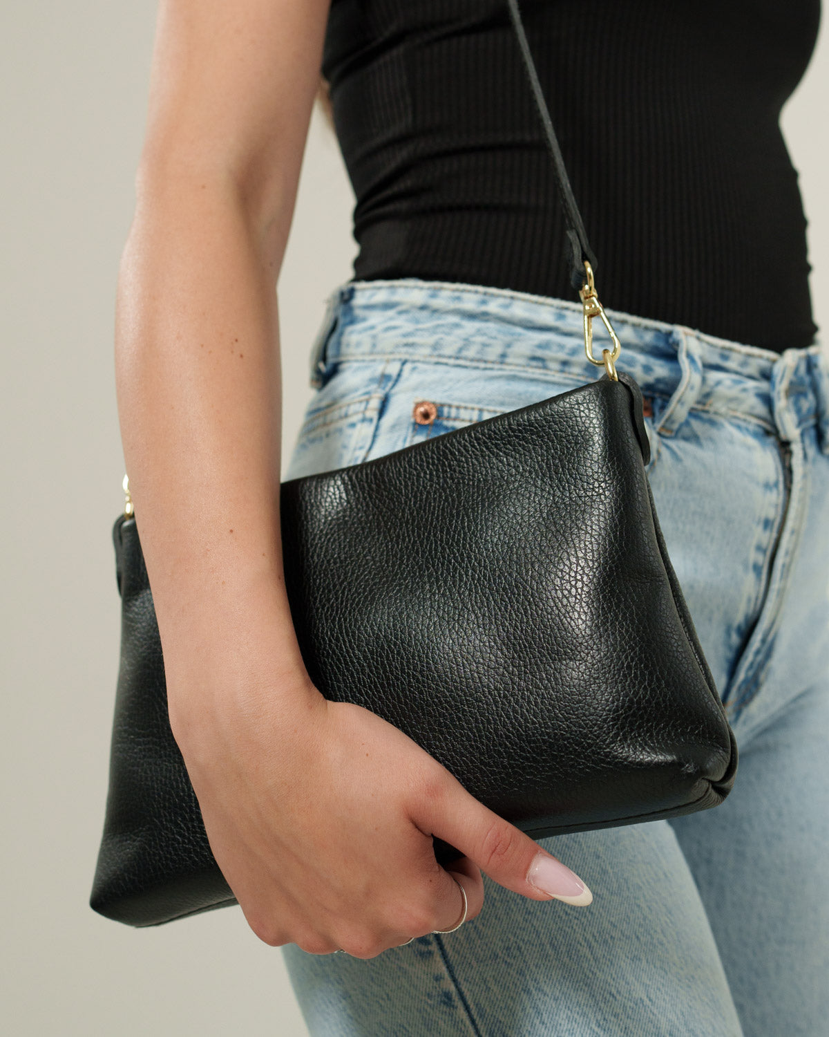 Borsa Tracolla Donna Alessandra Vera Pelle Nero Pochette