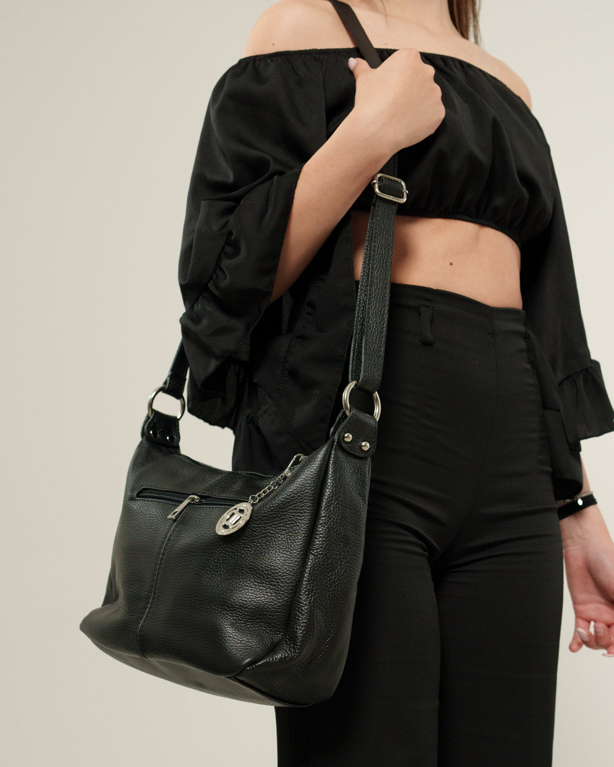 Borsa tracolla donna Thea Vera Pelle Nero - Morbida, Capiente, Versatile