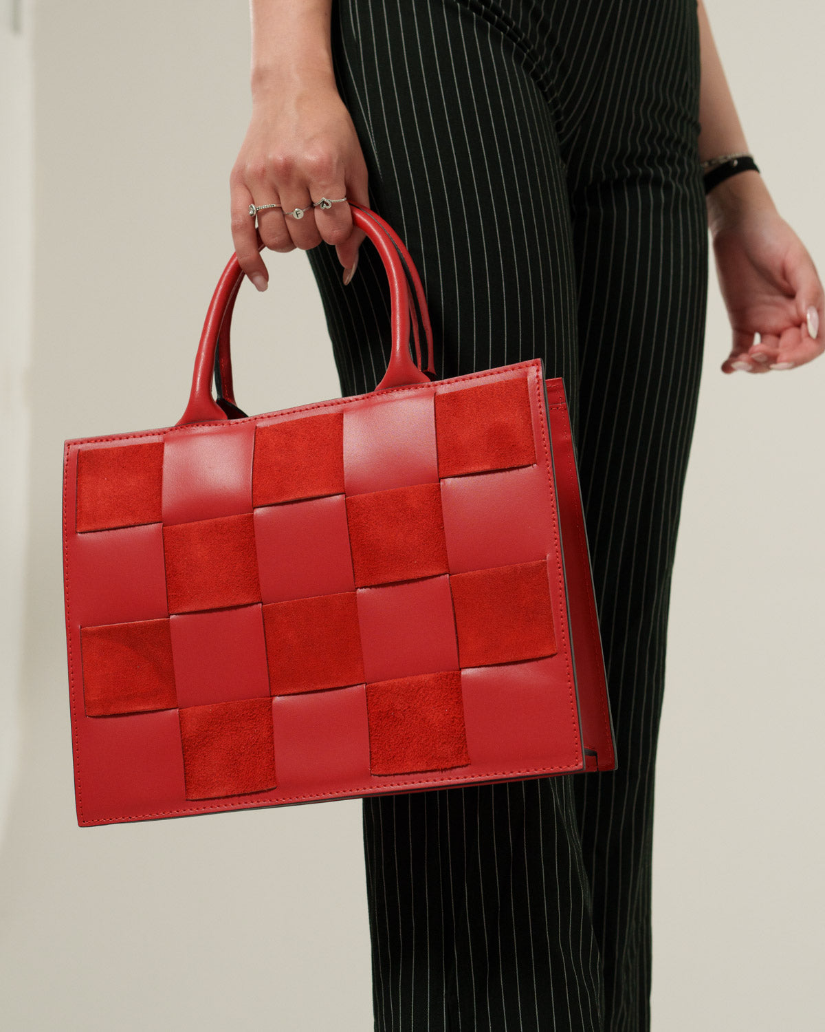Borsa spalla o a mano donna Ada in vera pelle Rosso con zip