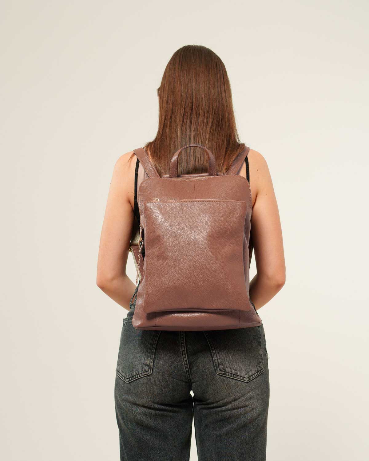 Cinzia Women's Backpack Genuine Leather Red Elegant Practical
