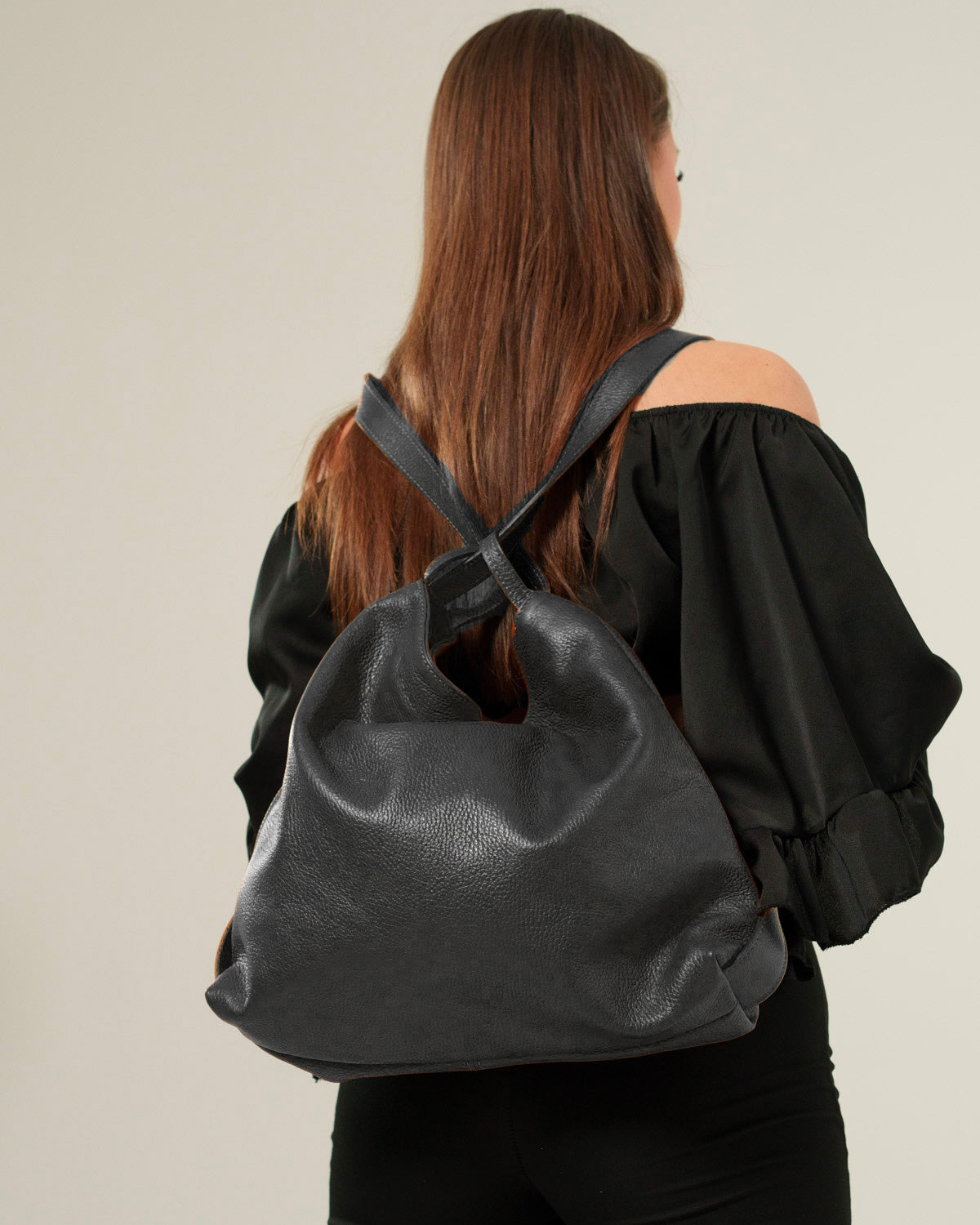 Borsa Spalla Zaino Donna Francesca Vera Pelle Nero Versatile Pratica
