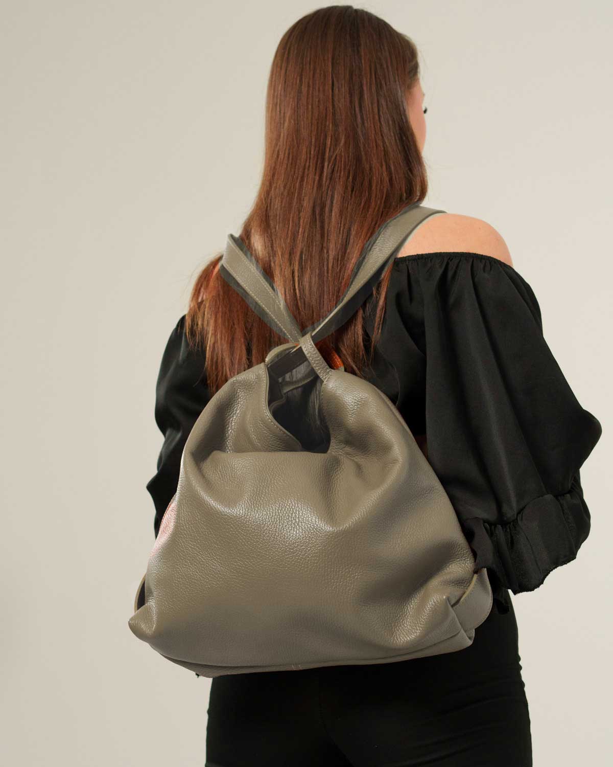 Borsa Spalla Zaino Donna Francesca Vera Pelle Fango Versatile Pratica