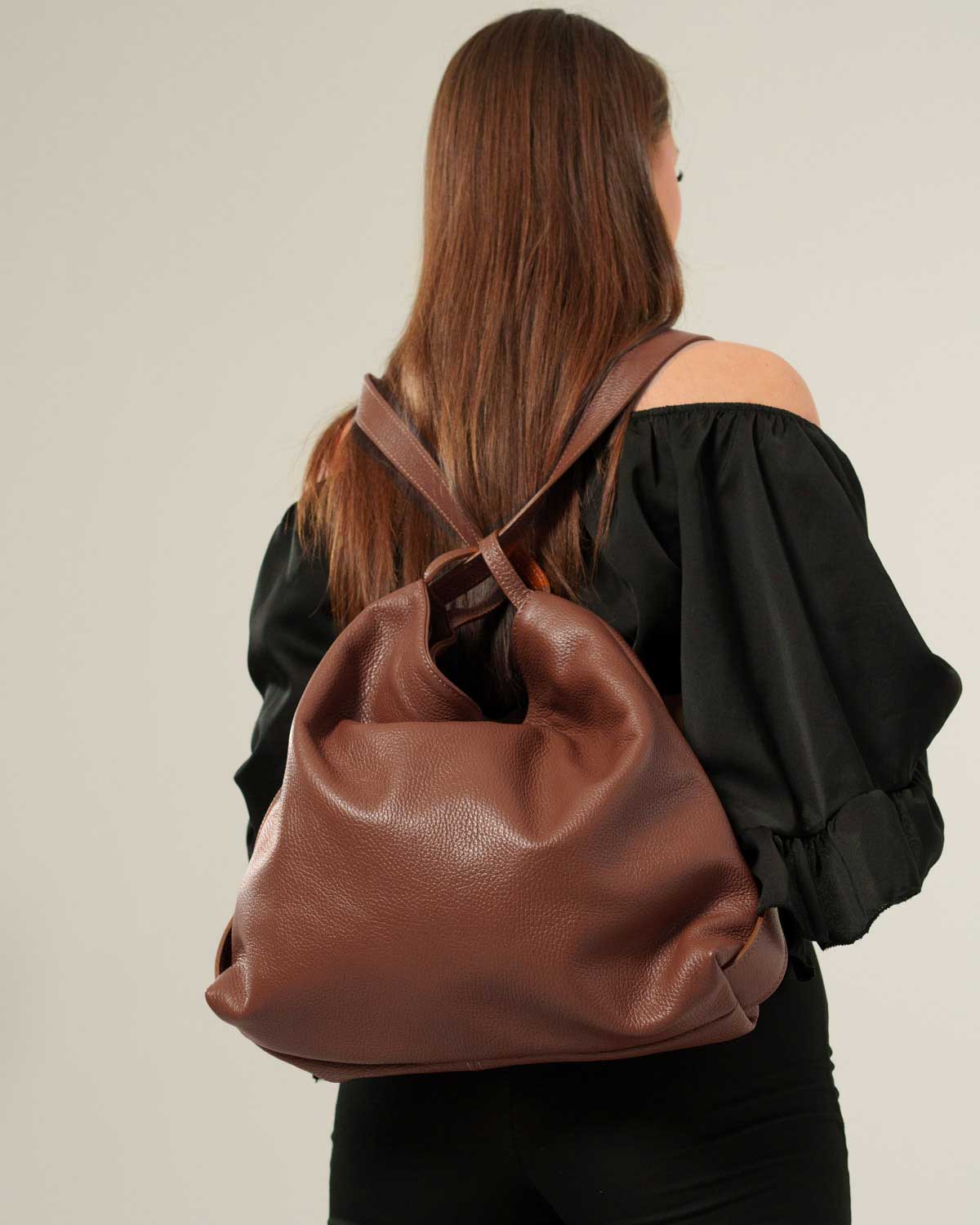 Borsa Spalla Zaino Donna Francesca Vera Pelle Marrone Versatile Pratica