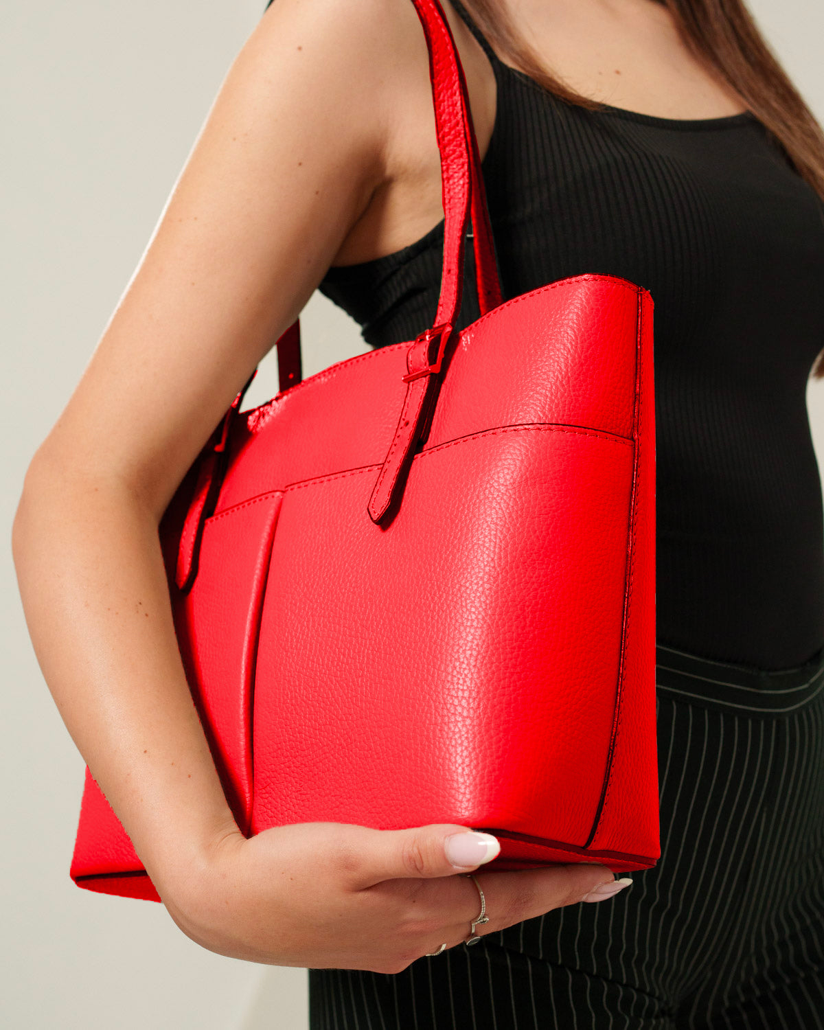 Borsa Mano Spalla Donna Monica Vera Pelle Rosso Elegante