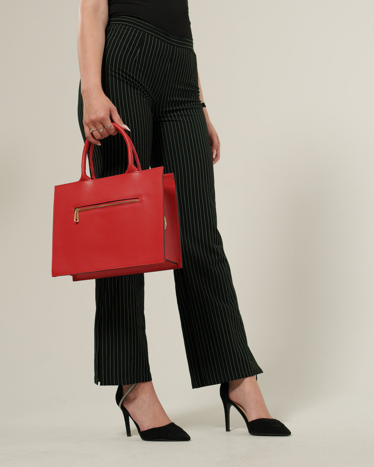 Borsa spalla o a mano donna Ada in vera pelle Rosso con zip