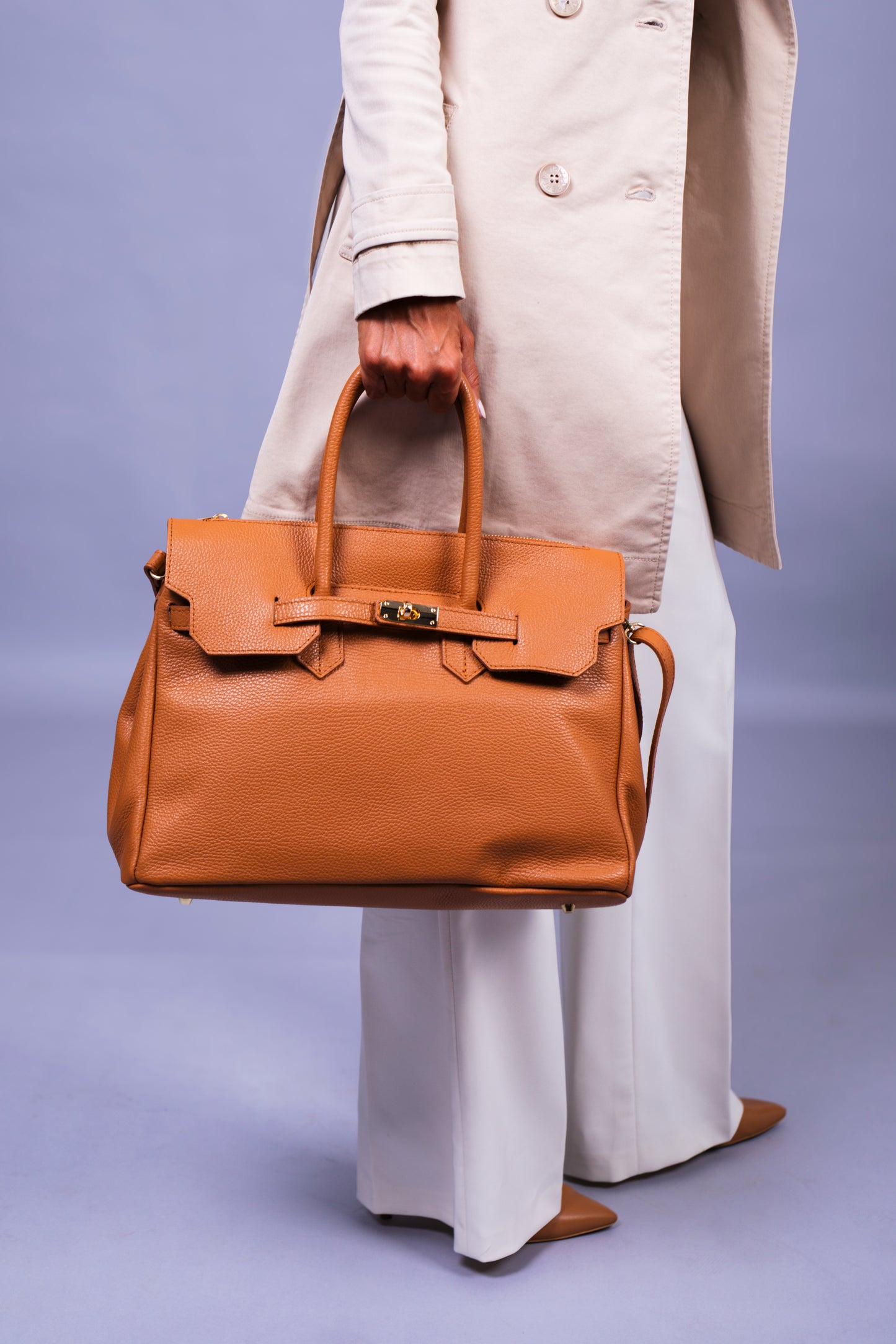 Borsa Donna LUNA in Vera Pelle Cammello Made in Italy – Eleganza Artigianale