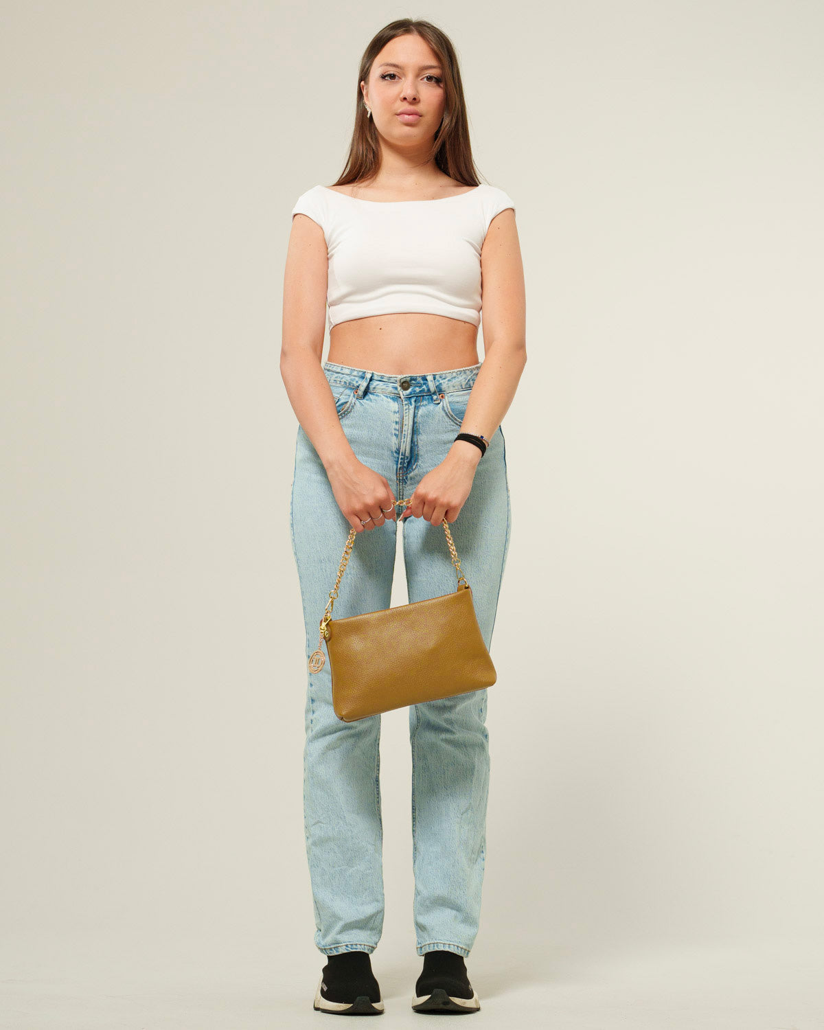 Borsa Tracolla Donna Alessandra Vera pelle Marrone chiaro Pochette