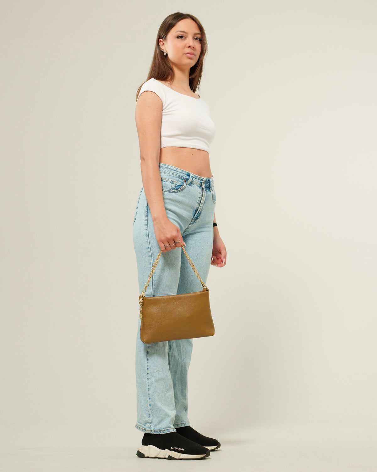 Borsa Tracolla Donna Alessandra Vera pelle Marrone chiaro Pochette