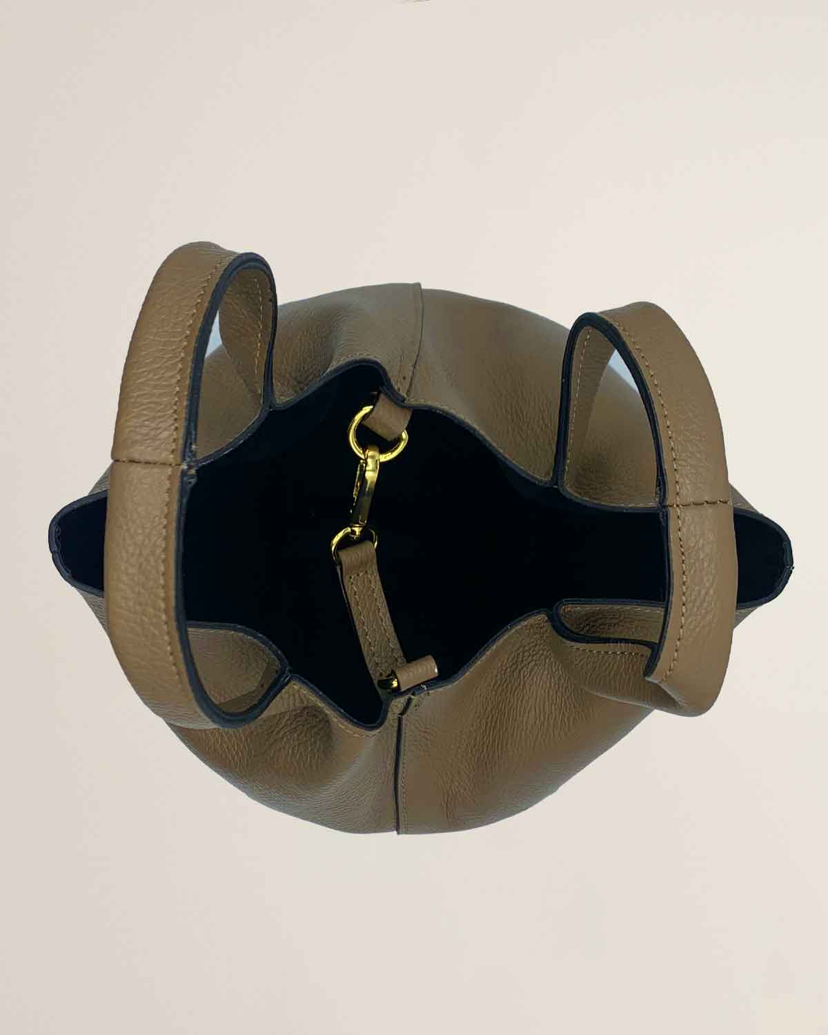 Borsa a mano o tracolla o spalla donna in pelle dollaro Dominique color Fango made in Italy