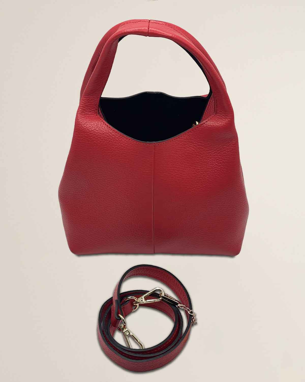Borsa a mano o tracolla o spalla donna in pelle dollaro Dominique color rosso