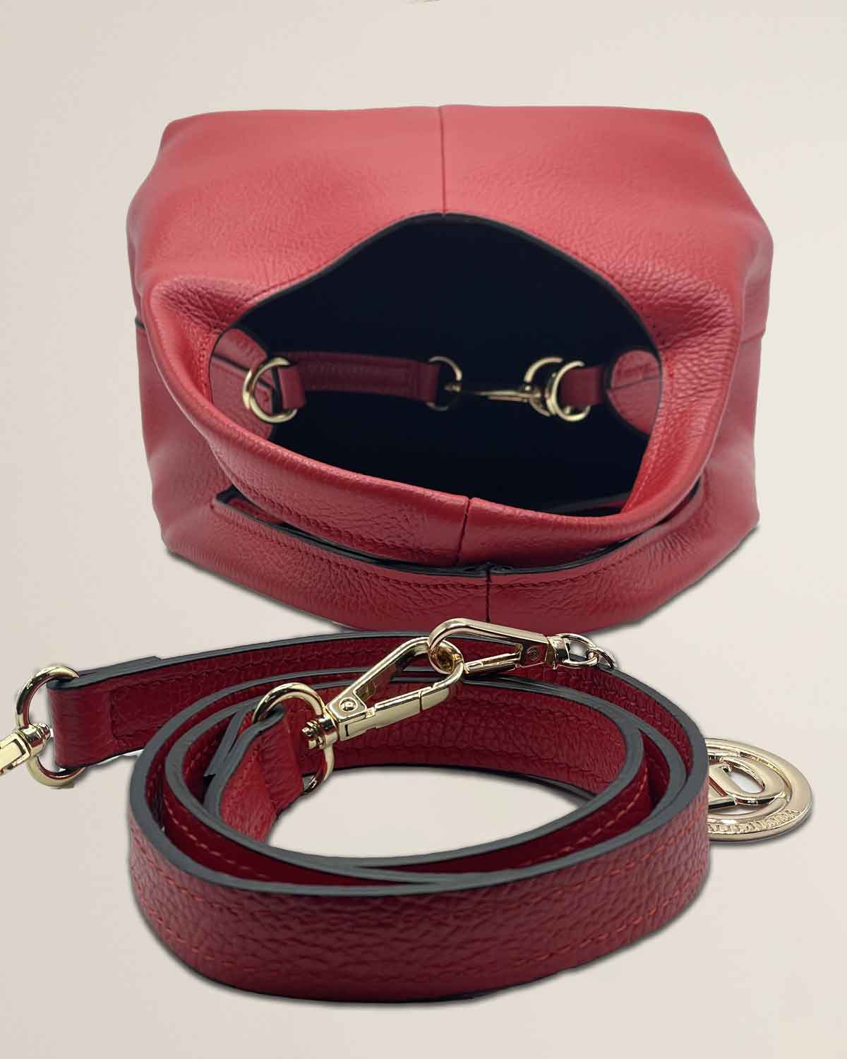 Borsa a mano o tracolla o spalla donna in pelle dollaro Dominique color rosso