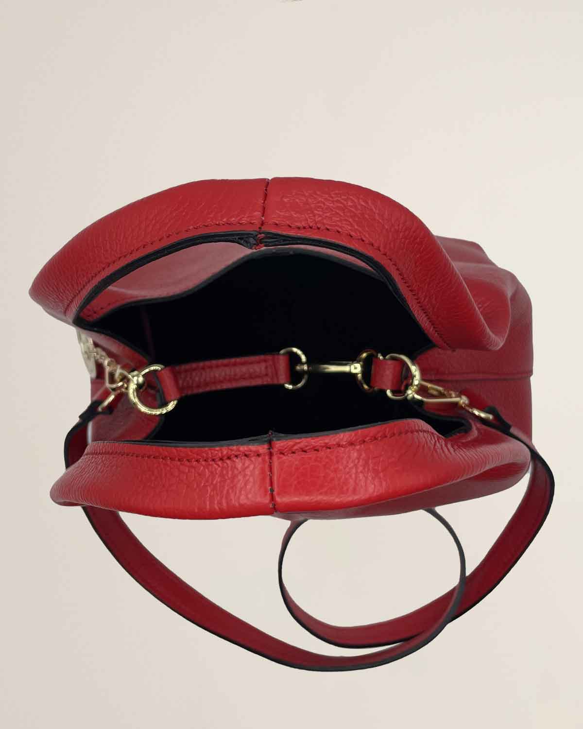 Borsa a mano o tracolla o spalla donna in pelle dollaro Dominique color rosso