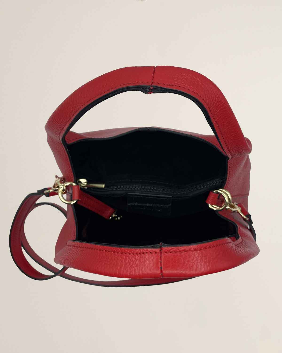 Borsa a mano o tracolla o spalla donna in pelle dollaro Dominique color rosso