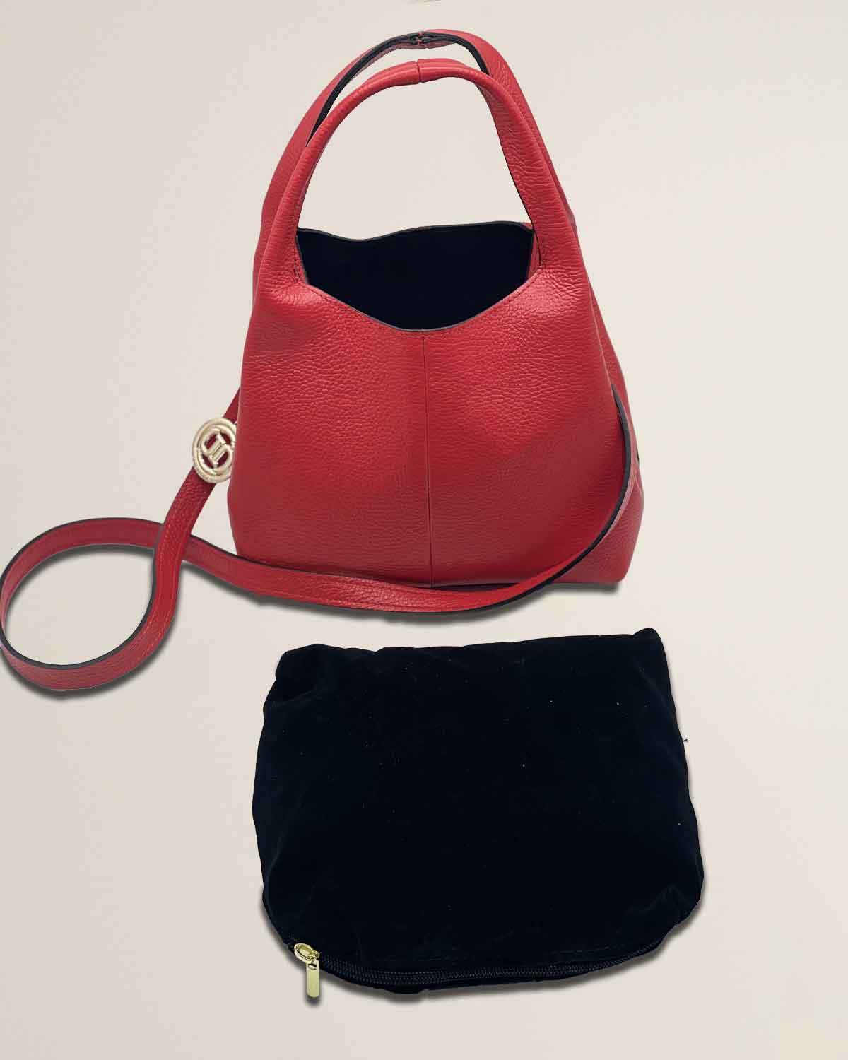 Borsa a mano o tracolla o spalla donna in pelle dollaro Dominique color rosso