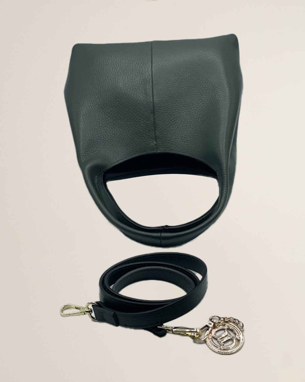 Borsa a mano o tracolla o spalla donna in pelle dollaro Dominique color Verde bottiglia