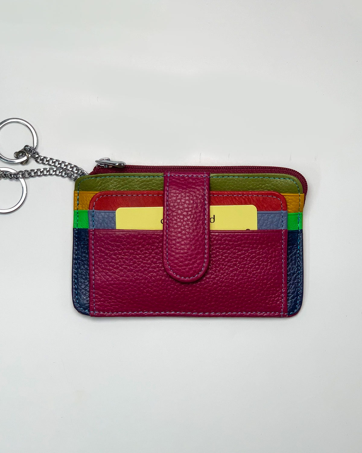 Zeus men's card holder and coin purse in multicolored cyclamen leather, made in Italy.
