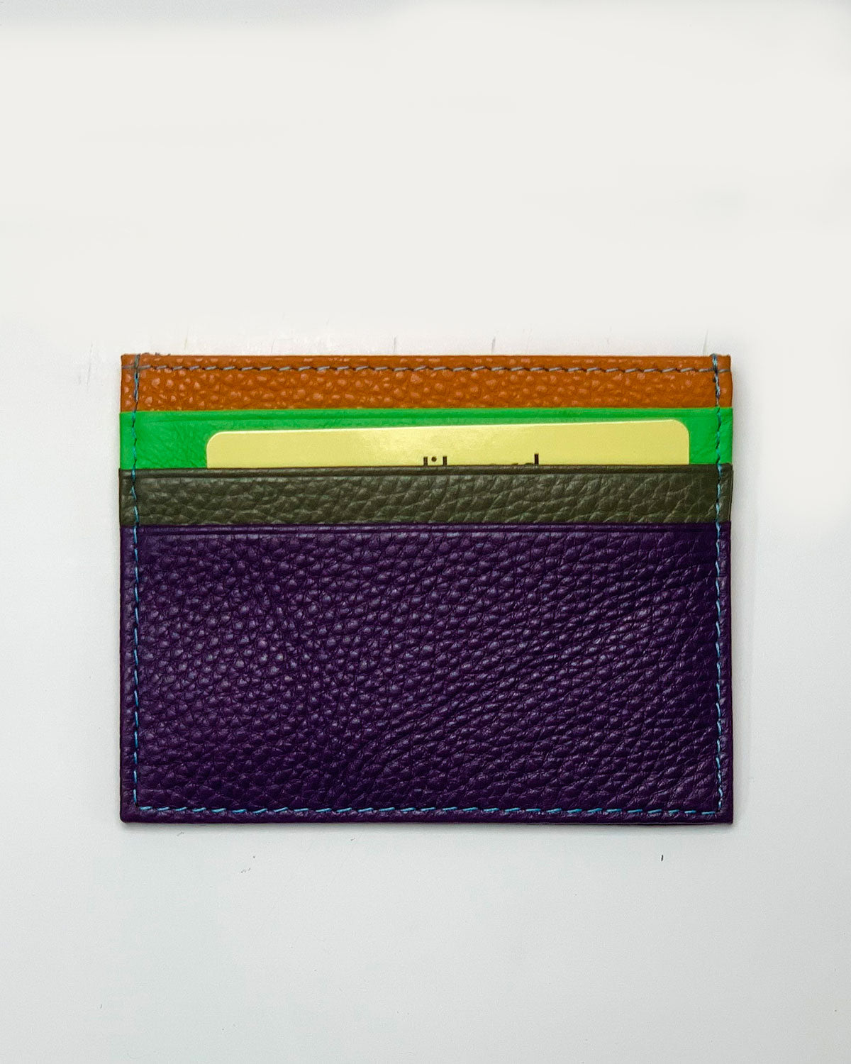 Giove men's card holder in multicolored purple leather made in Italy