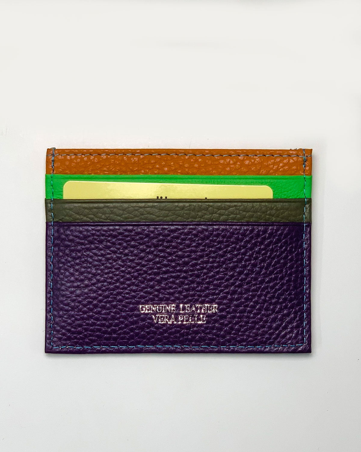 Giove men's card holder in multicolored purple leather made in Italy