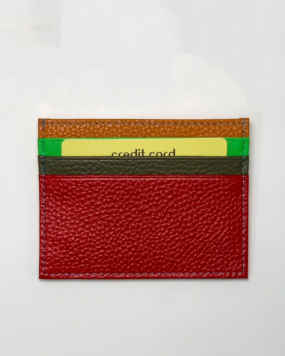 Giove men's card holder in red multicolored leather made in Italy