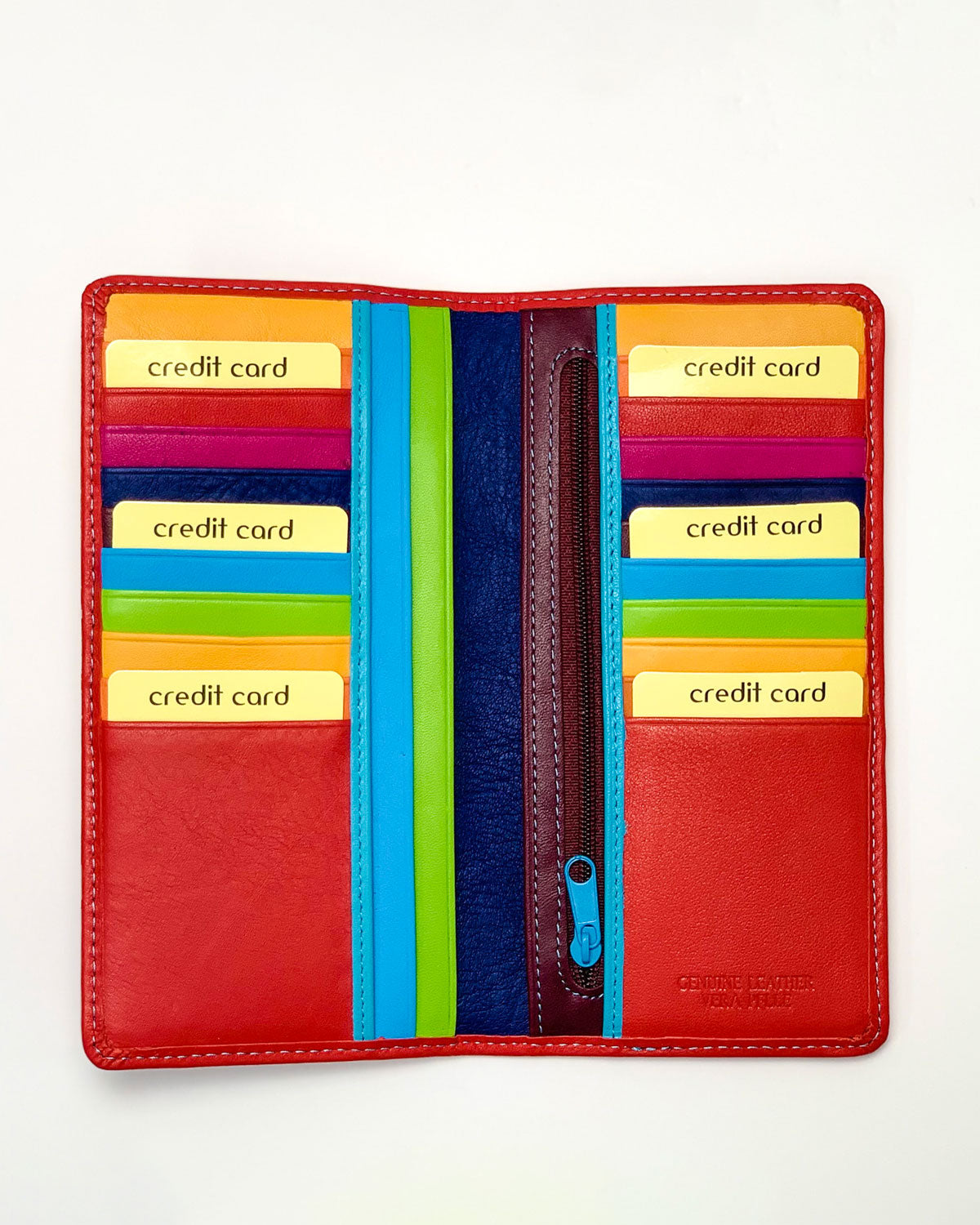 Diana Women's Wallet Coin Purse Card Holder in Genuine Handcrafted Red Leather Made in Italy