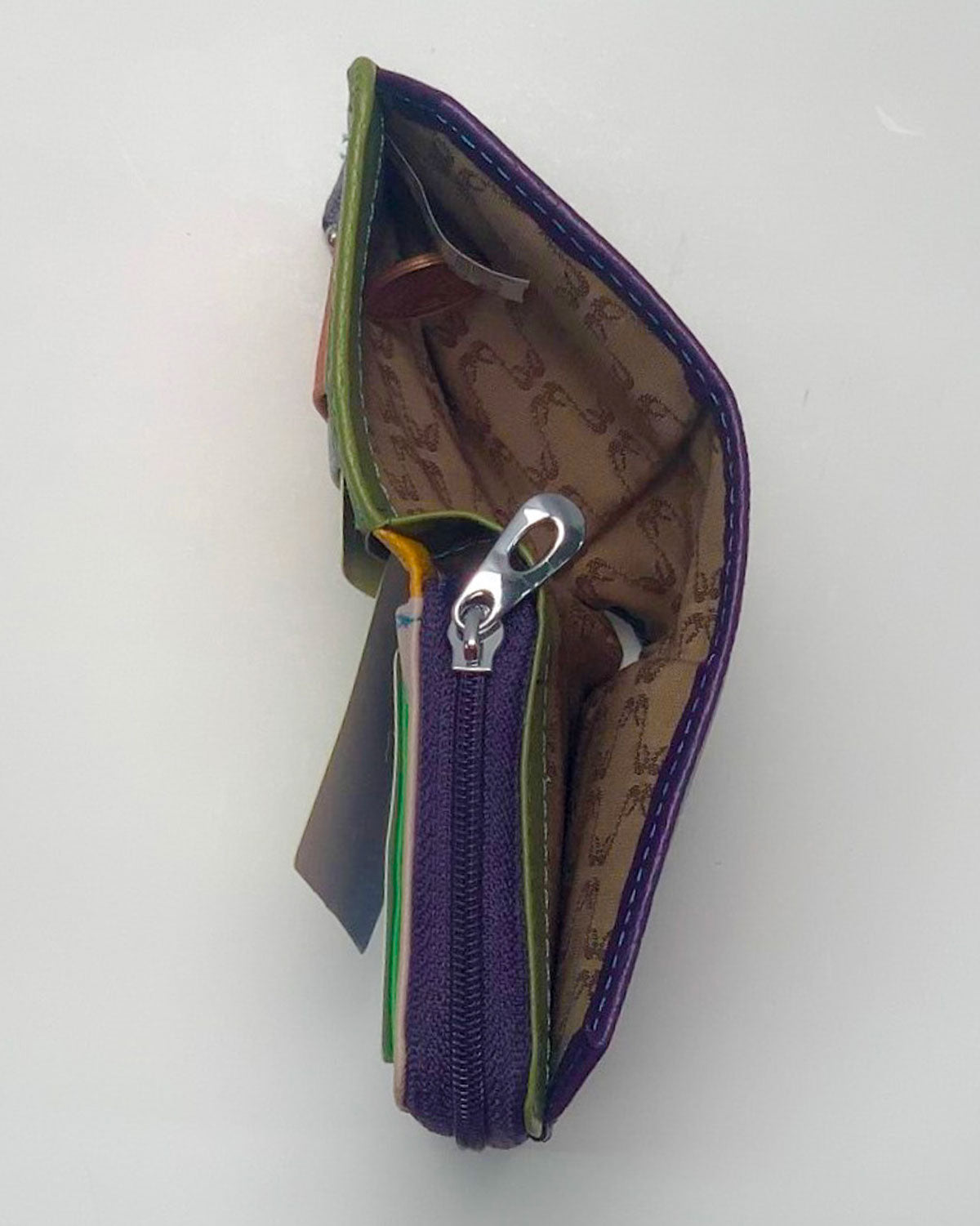 Portafoglio Portamonete Porta Carte donna Afrodite in vera pelle artigianale Viola