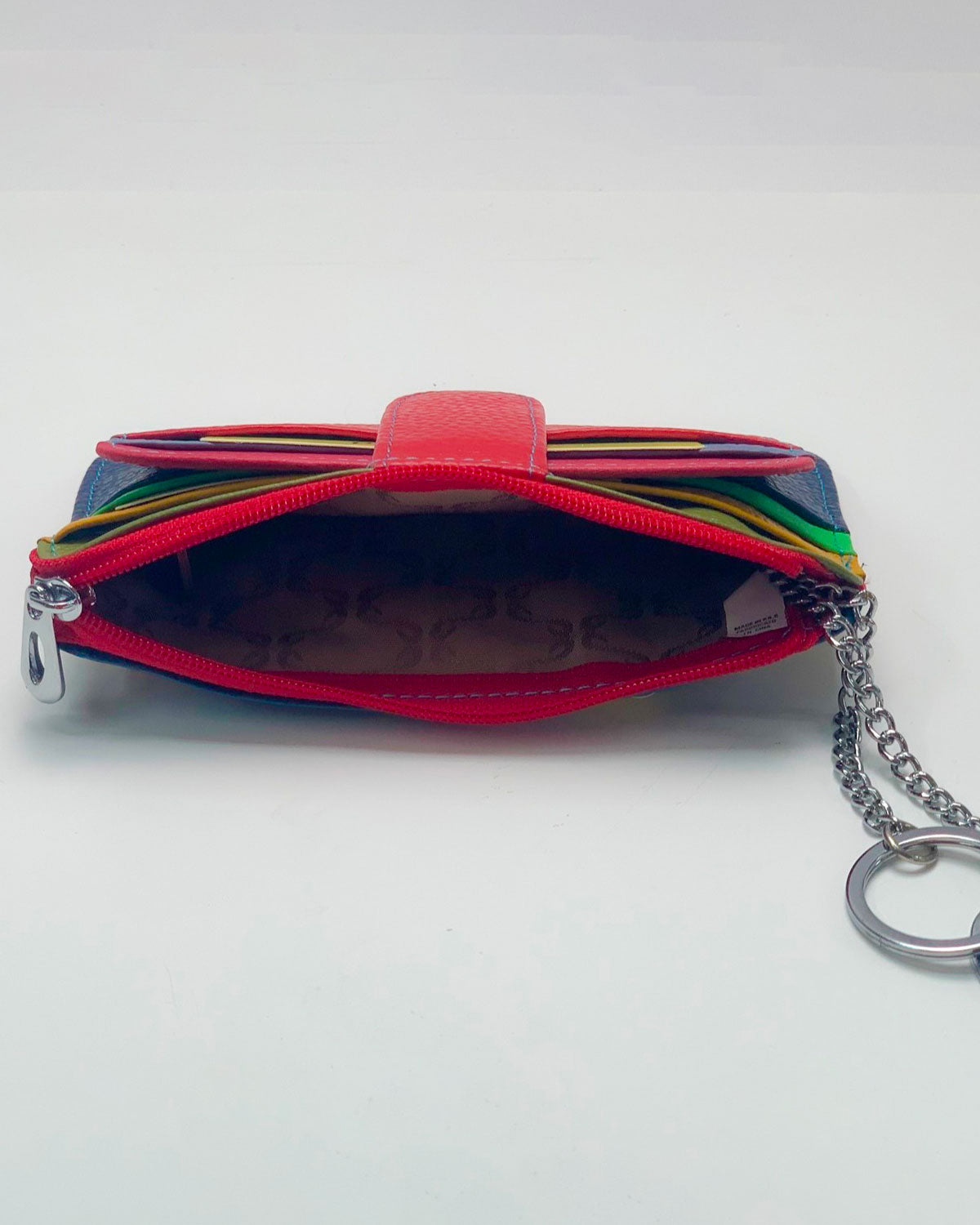 Zeus Men's Card Holder and Coin Purse in Red Multi-Color Leather Made in Italy