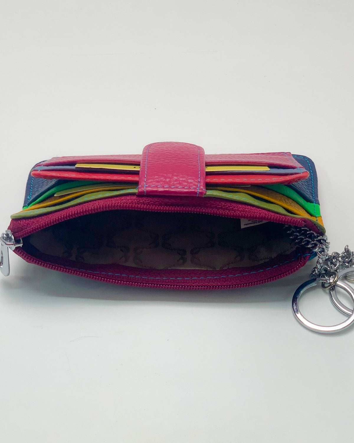 Zeus men's card holder and coin purse in multicolored cyclamen leather, made in Italy.