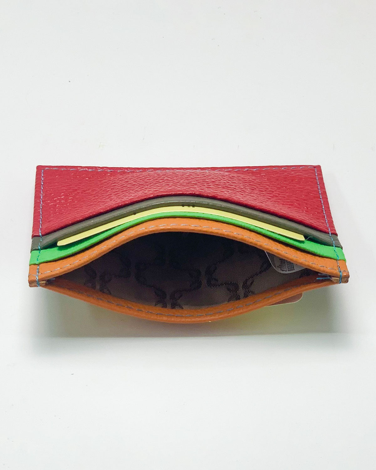 Giove men's card holder in red multicolored leather made in Italy