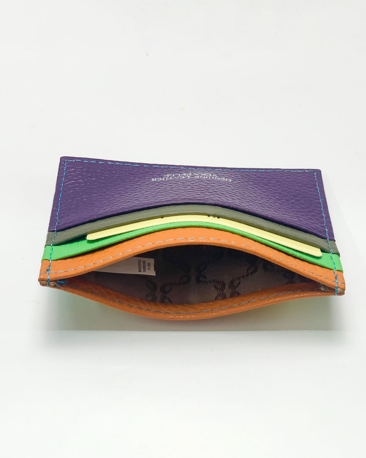 Giove men's card holder in multicolored purple leather made in Italy