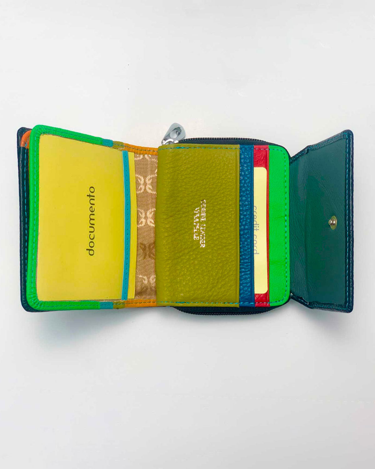 Artemide Wallet Coin Purse Card Holder for Women and Men in Genuine Handcrafted Black Leather Made in Italy